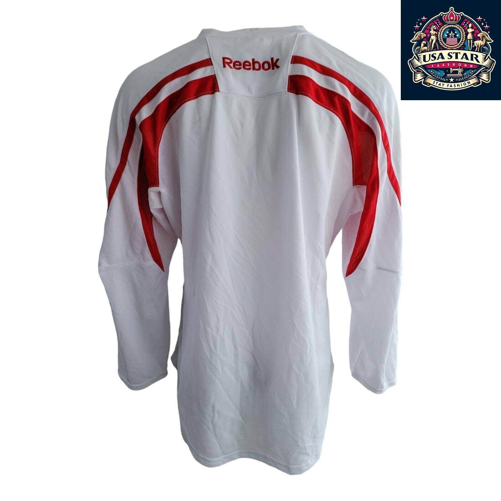 Reebok Vintage White Hockey Jersey Men's Large - Lightweight, Breathable, Excellent Condition - USASTARFASHION