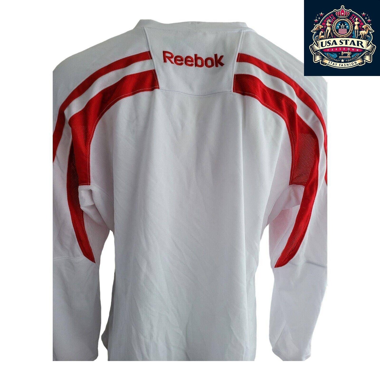 Reebok Vintage White Hockey Jersey Men's Large - Lightweight, Breathable, Excellent Condition - USASTARFASHION