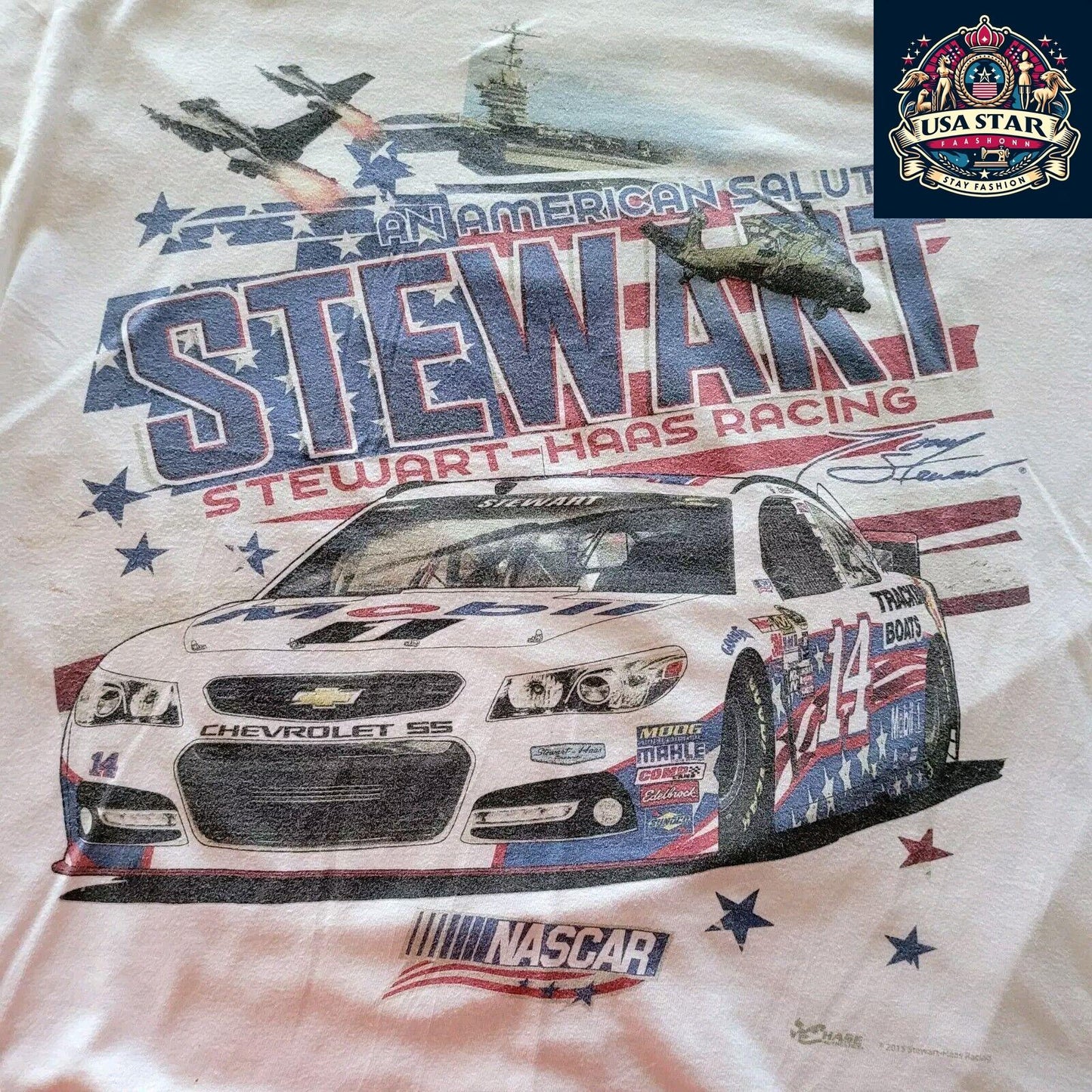 Tony Stewart T-Shirt #14 - Large Comfort Fit, Bold Graphics for NASCAR Fans by Chase Authentics - USASTARFASHION