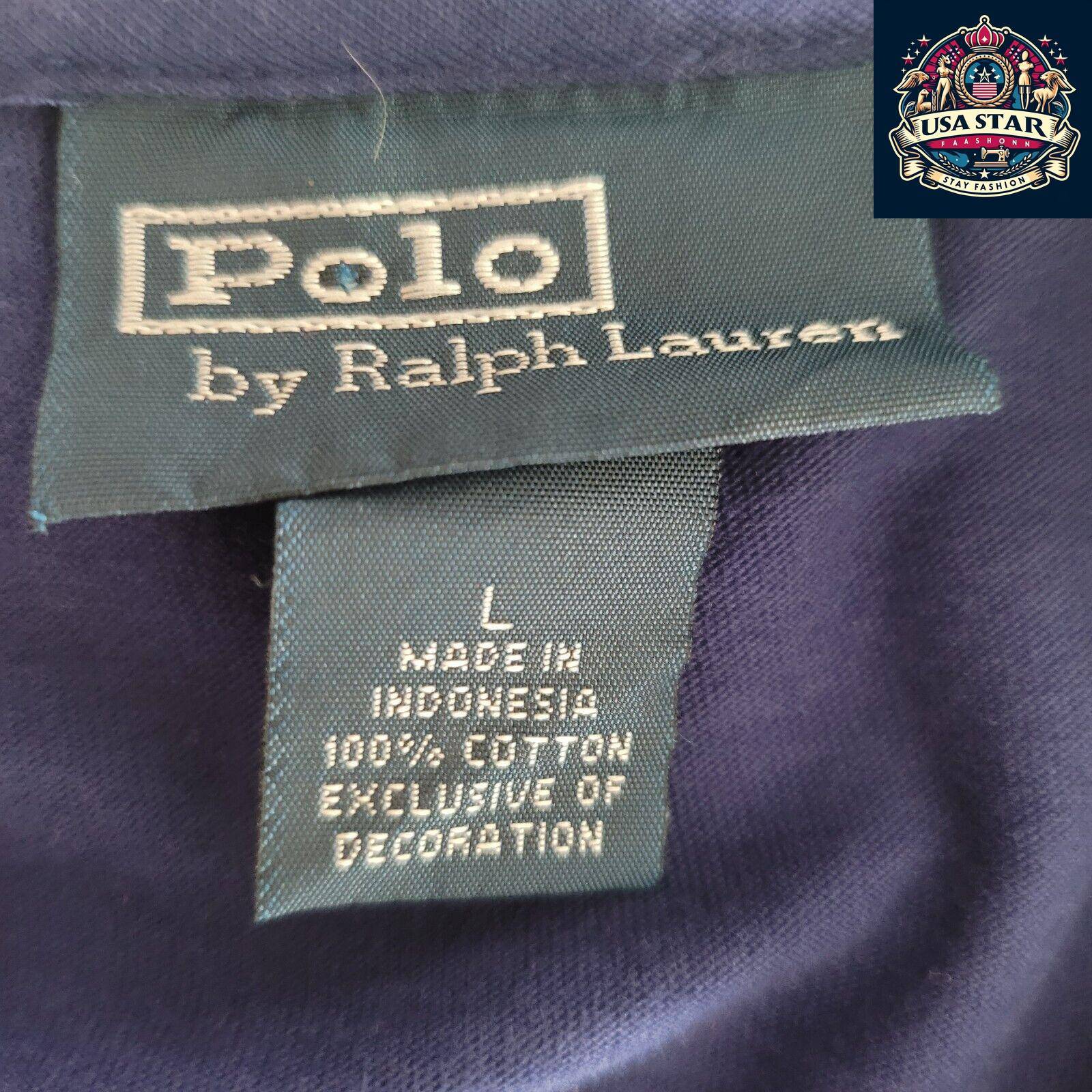 Polo Ralph Lauren T-Shirt Navy Blue Crew Neck L, 100% Cotton, Durable & Stylish Casual Wear - USASTARFASHION