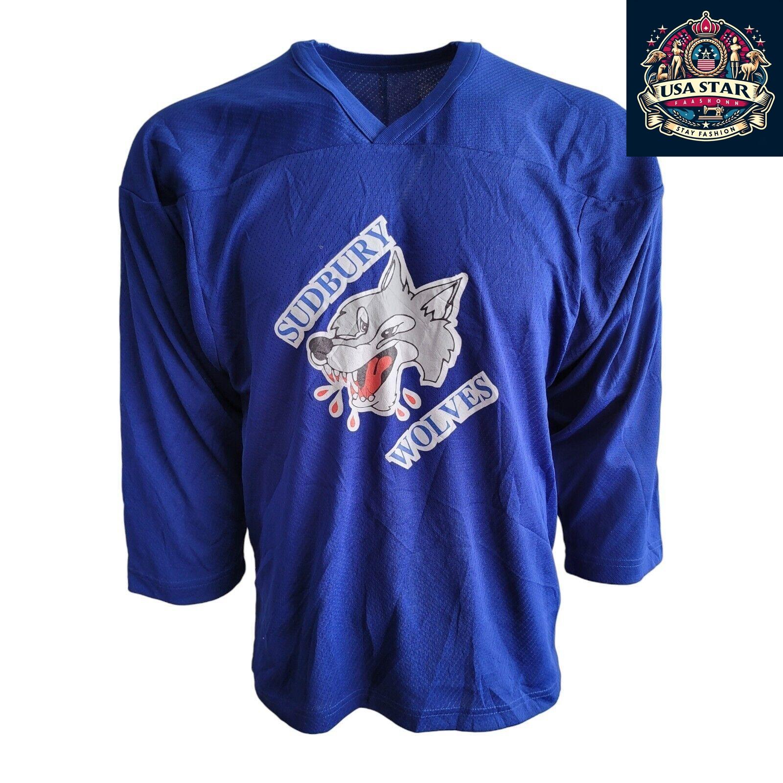 CCM Sudbury Wolves Jersey - Authentic Blue, Size M, Lightweight Polyester, Team Logo - USASTARFASHION