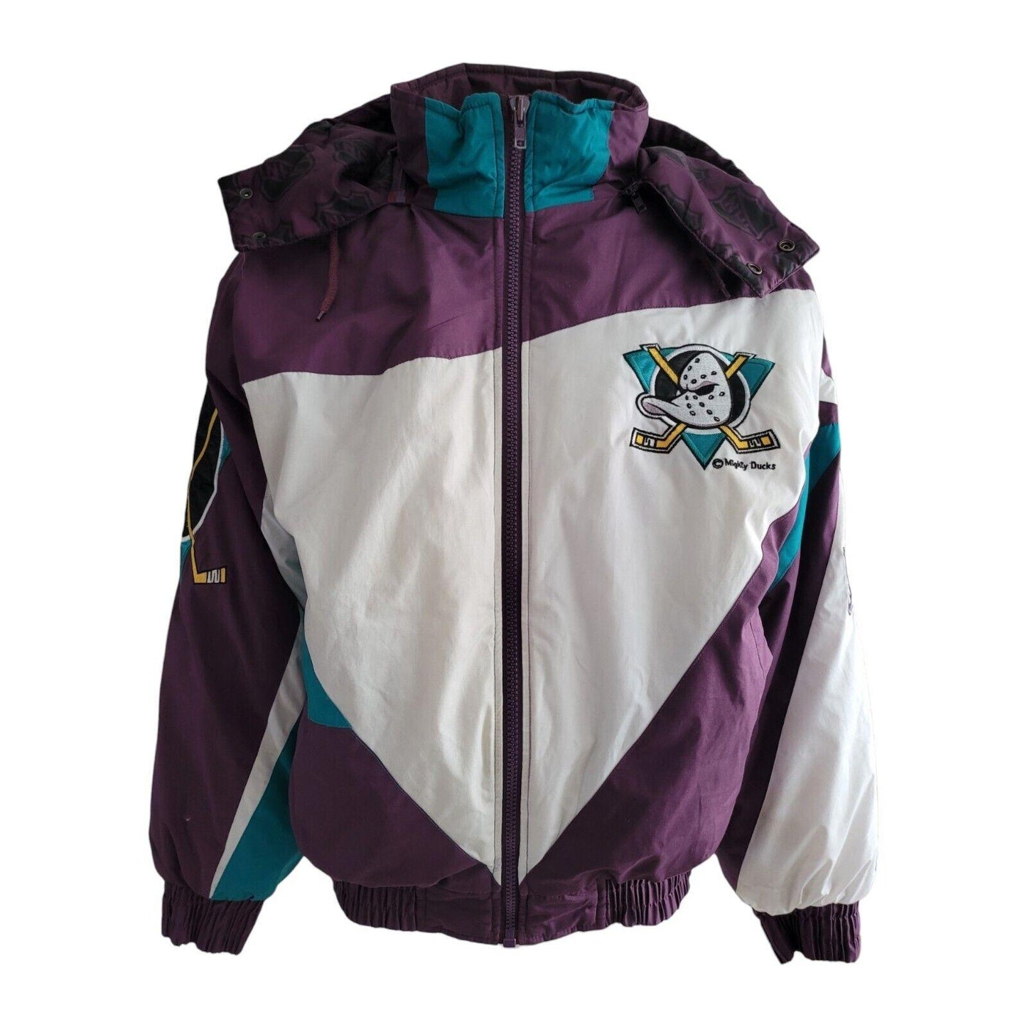 Vintage 90s Anaheim Mighty Ducks XL Puffer Jacket - Authentic NHL Pro Player Insulated-USASTARFASHION