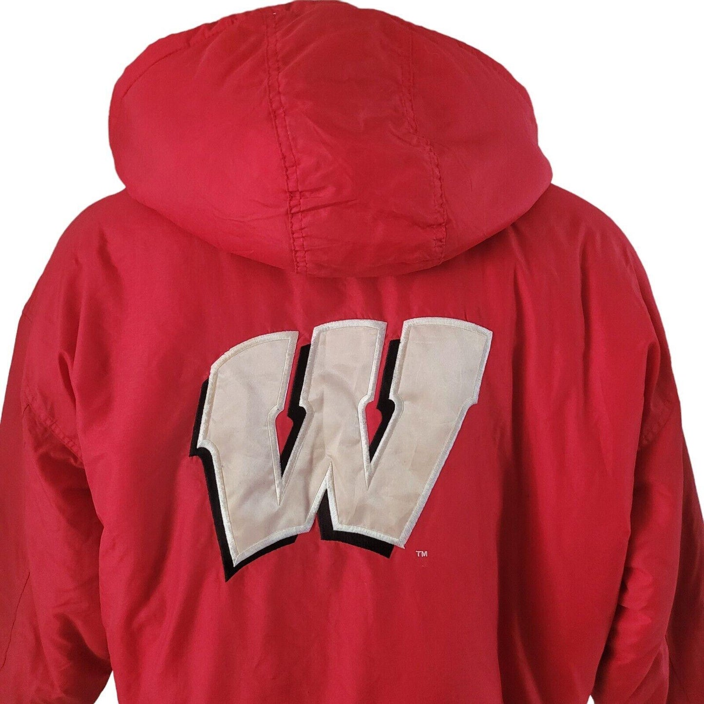 Wisconsin Badgers NHL Puffa Jacket - Red Vintage Starter - Size L - 27" Chest, 28" Length-USASTARFASHION