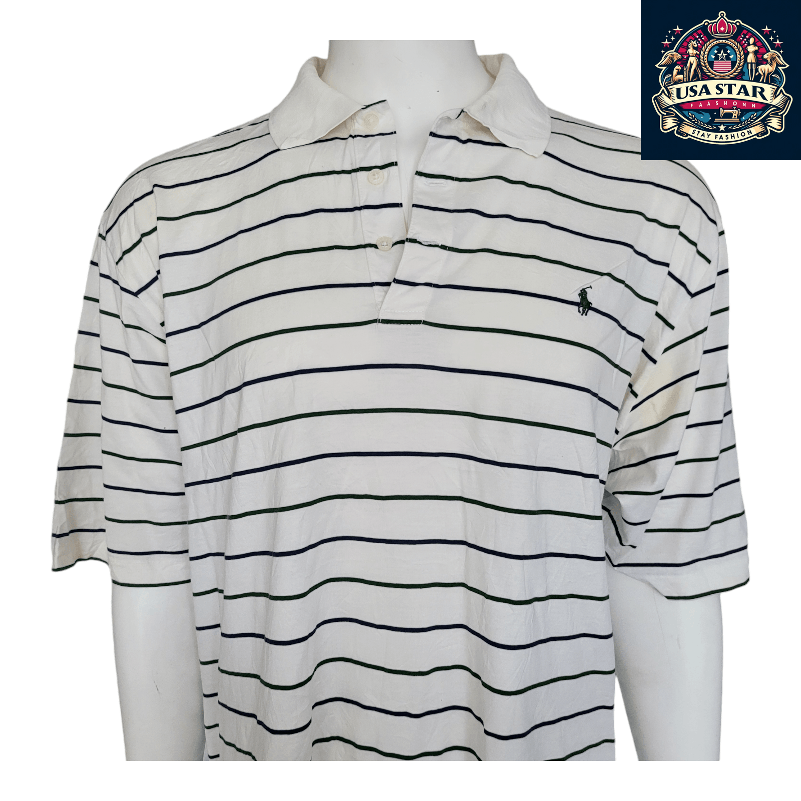 Ralph Lauren Golf Polo Shirt XXL 100% Cotton Striped Design for Style and Comfort - USASTARFASHION