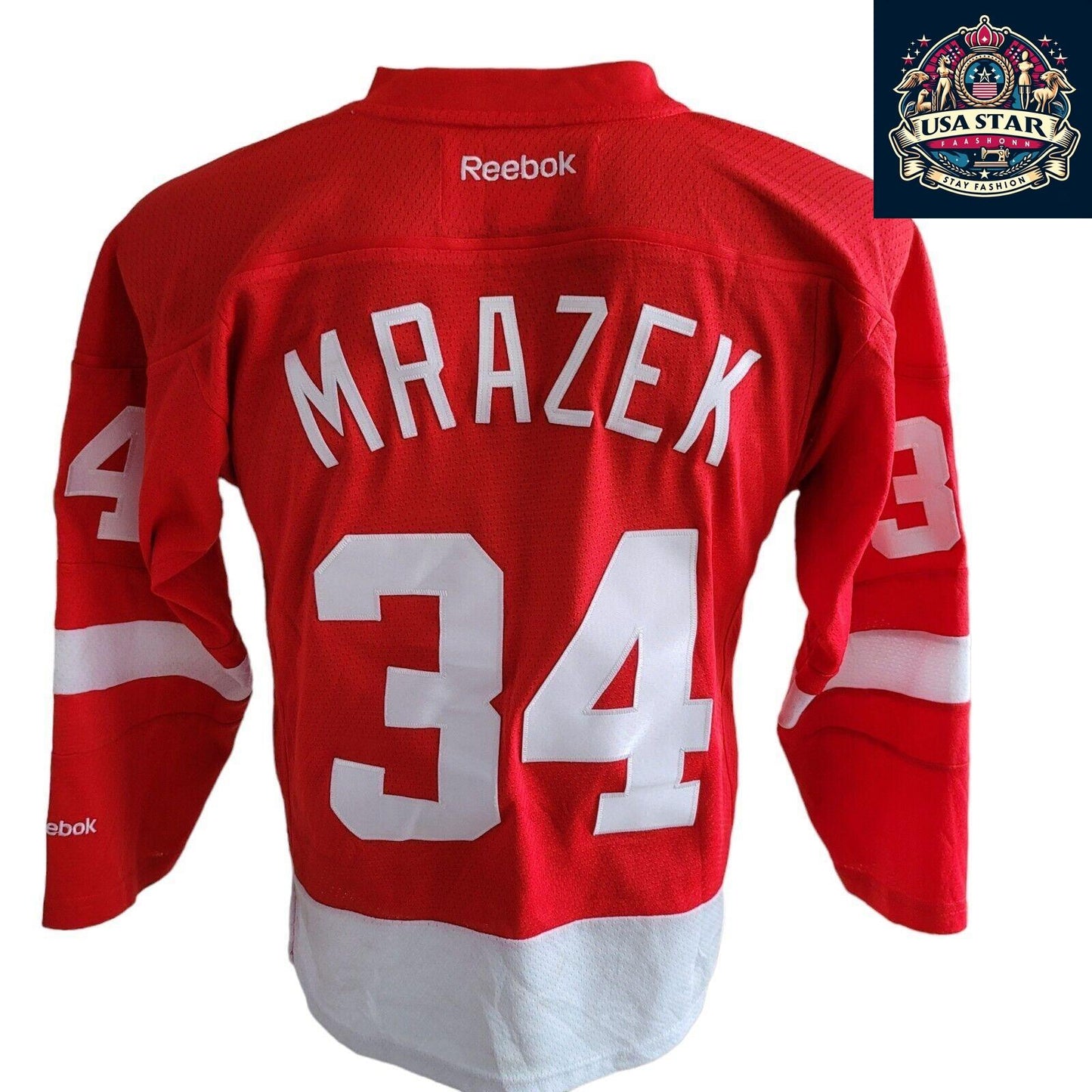 Petr Mrazek #34 Detroit Red Wings Youth Jersey S/M - Durable, Comfortable, Officially Licensed - USASTARFASHION