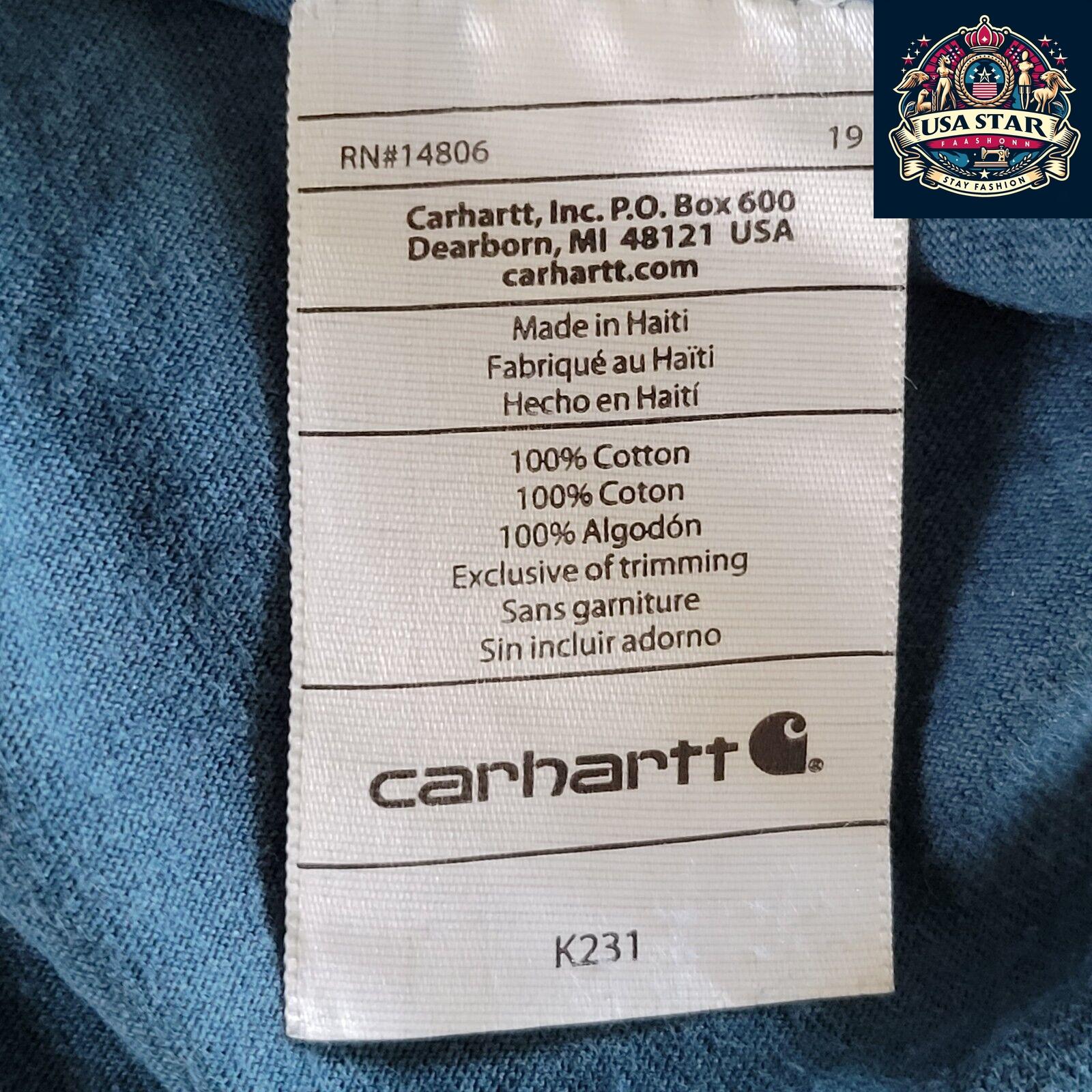 Carhartt Long Sleeve Shirt | Original Fit | 100% Cotton | Durable Blue Shirt in Size L - USASTARFASHION