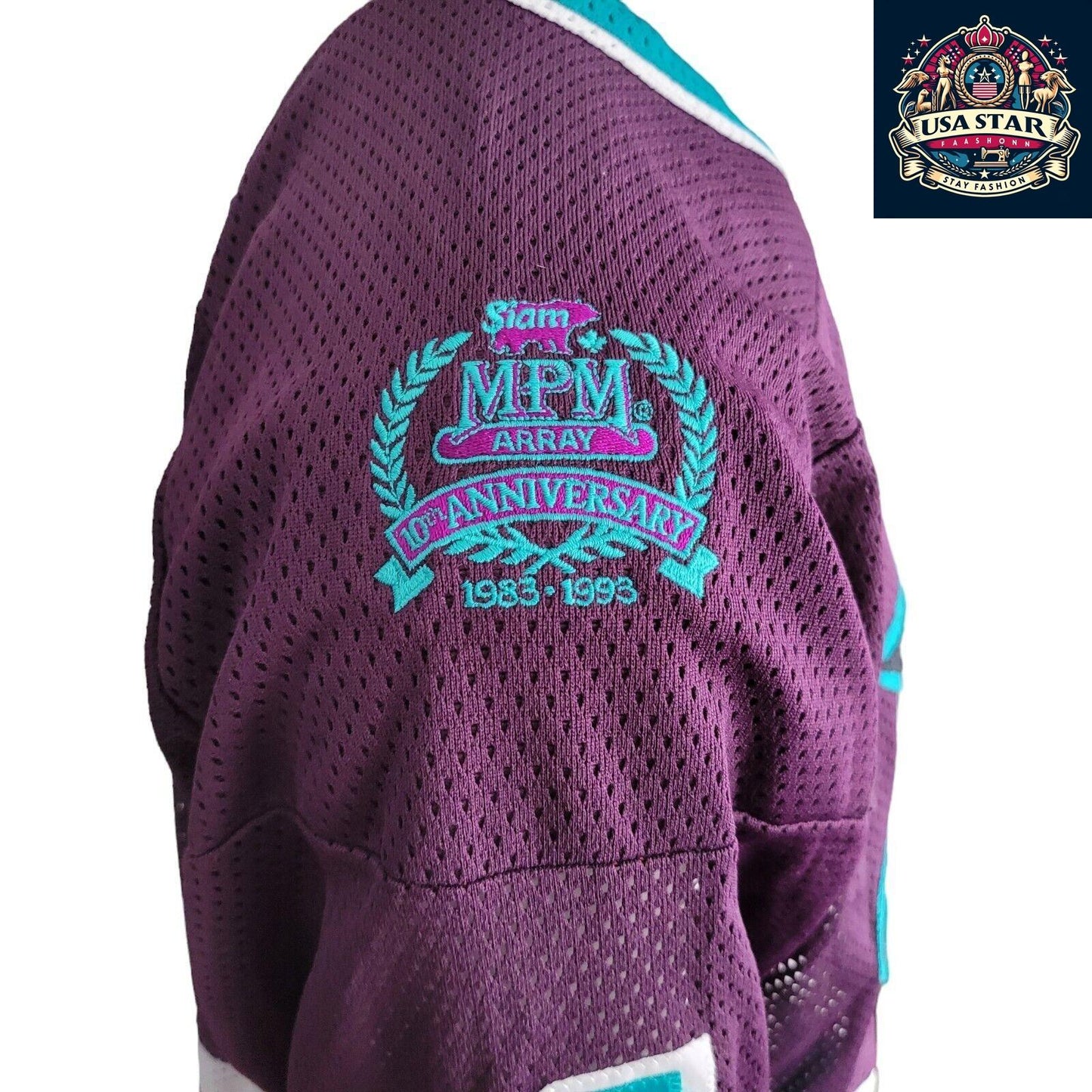 Vintage MPM Array #4 Hockey Jersey Purple Teal - 10th Anniversary Edition -... - USASTARFASHION