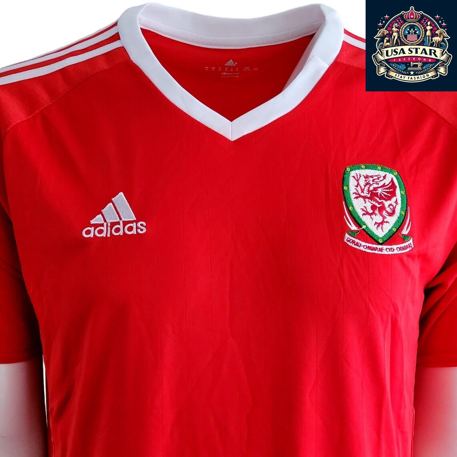 Adidas Climacool Welsh International Football Shirt Red Men's XLarge - Moisture-Wicking Comfort - USASTARFASHION