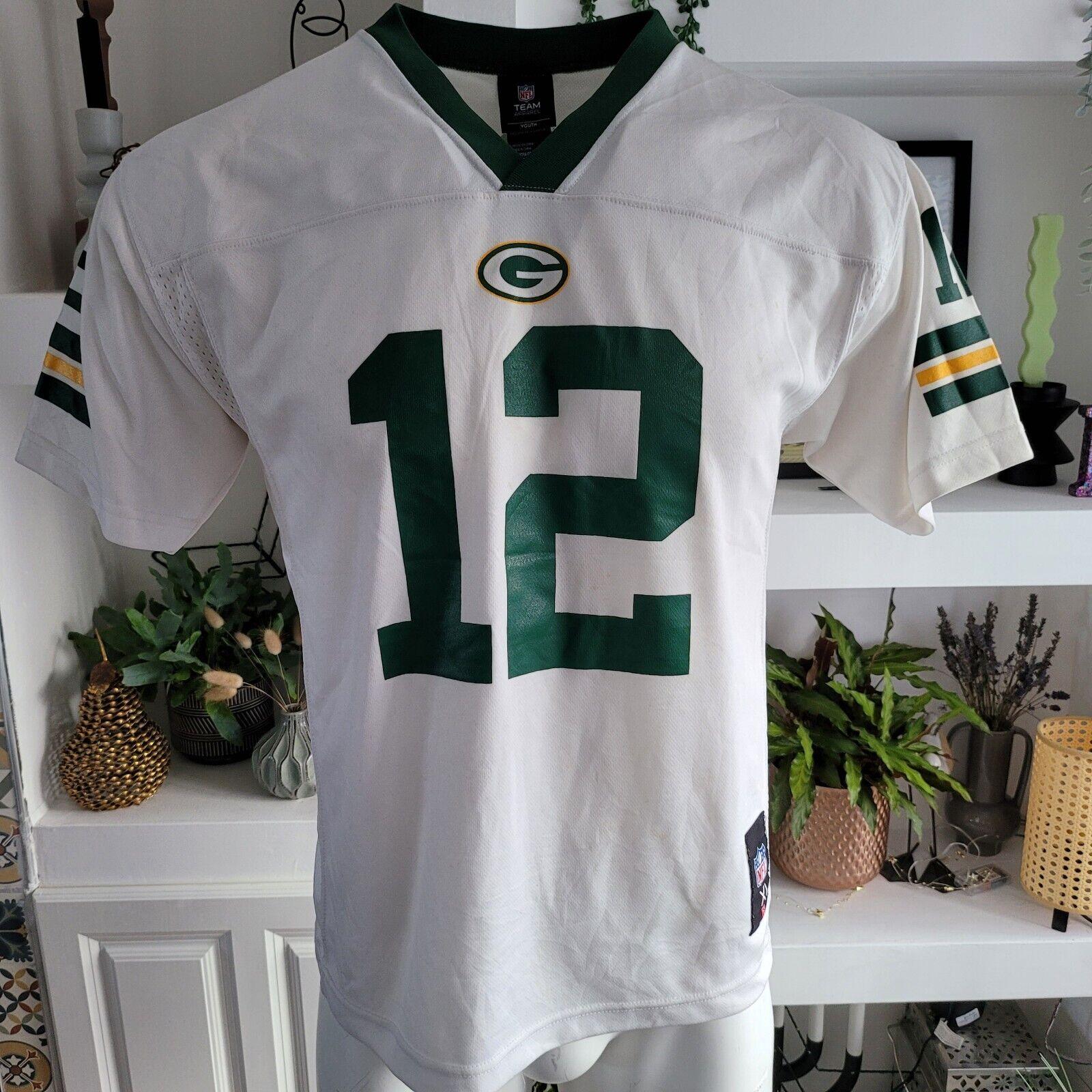 Green Bay Packers Aaron Rodgers #12 Youth XL Jersey - Green/Yellow/White-USASTARFASHION