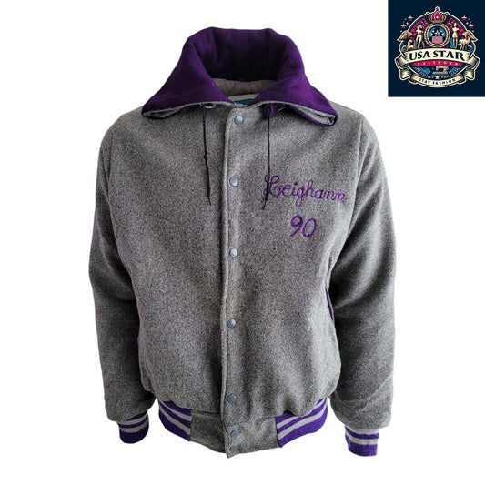 Leighann '99 Vintage Cheerleading Jacket M - Grey Wool Hoodie Style, Retro Team Spirit Apparel - USASTARFASHION