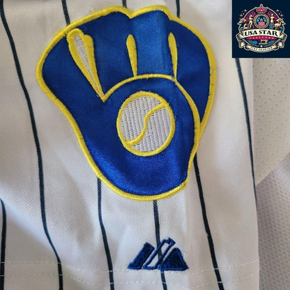 Ryan Braun #8 Milwaukee Brewers Majestic V-Neck T-Shirt, Size M, Vintage Condition, Iconic Design, Milwaukee Brewers Apparel - USASTARFASHION