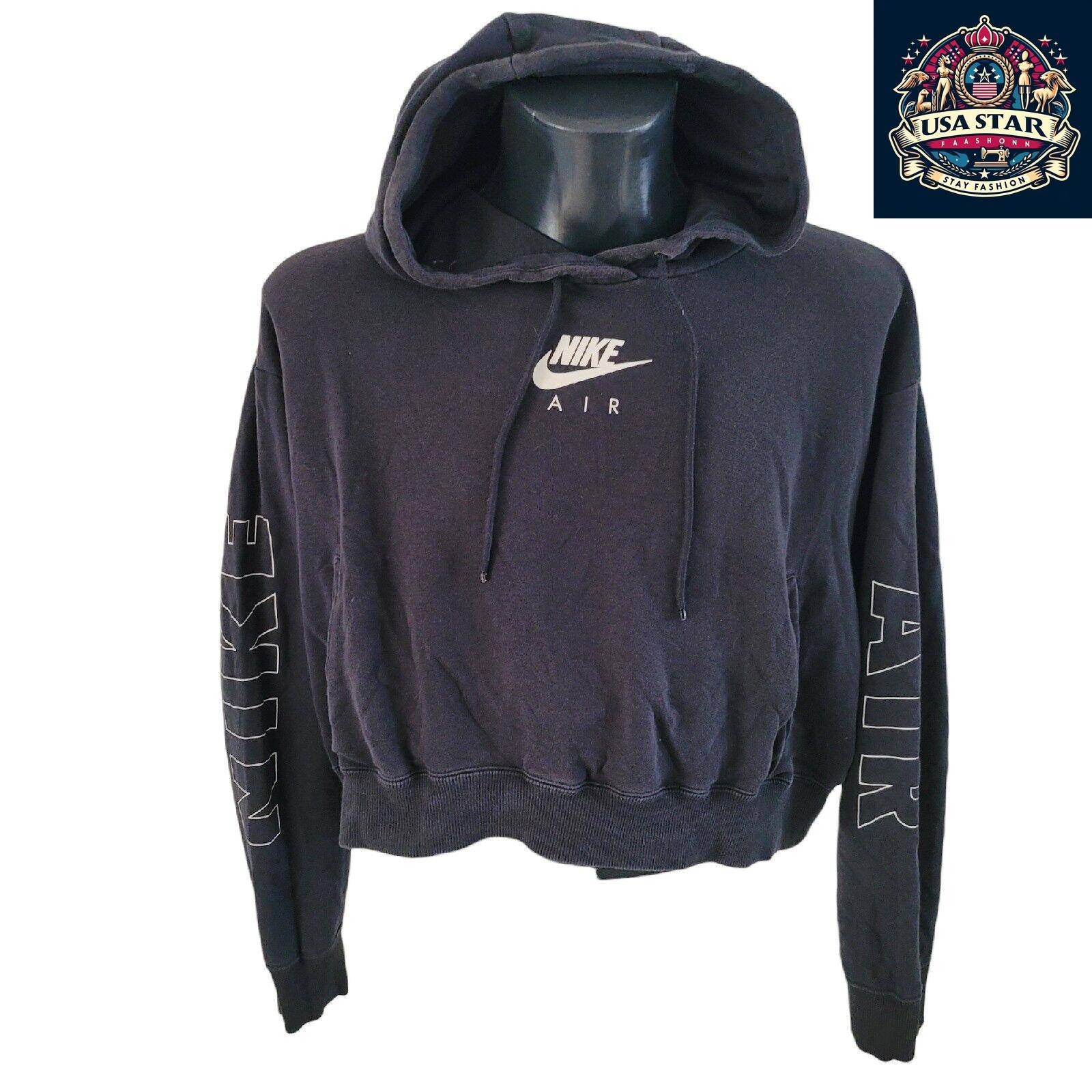 Nike Air Ladies Hoodie Size L - Soft Fabric, Stylish Black Design, Durable Grade A Vintage - USASTARFASHION