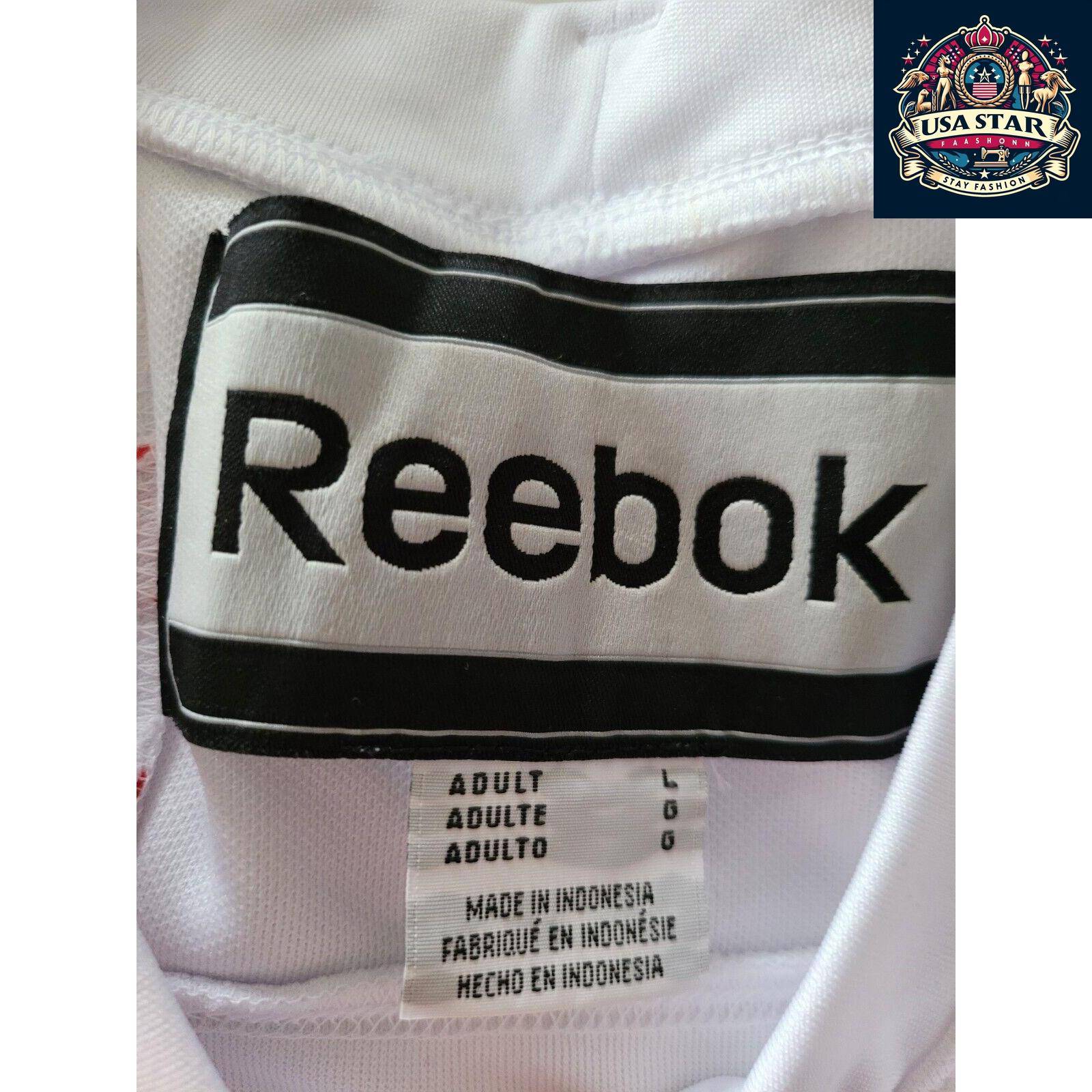 Reebok Vintage White Hockey Jersey Men's Large - Lightweight, Breathable, Excellent Condition - USASTARFASHION