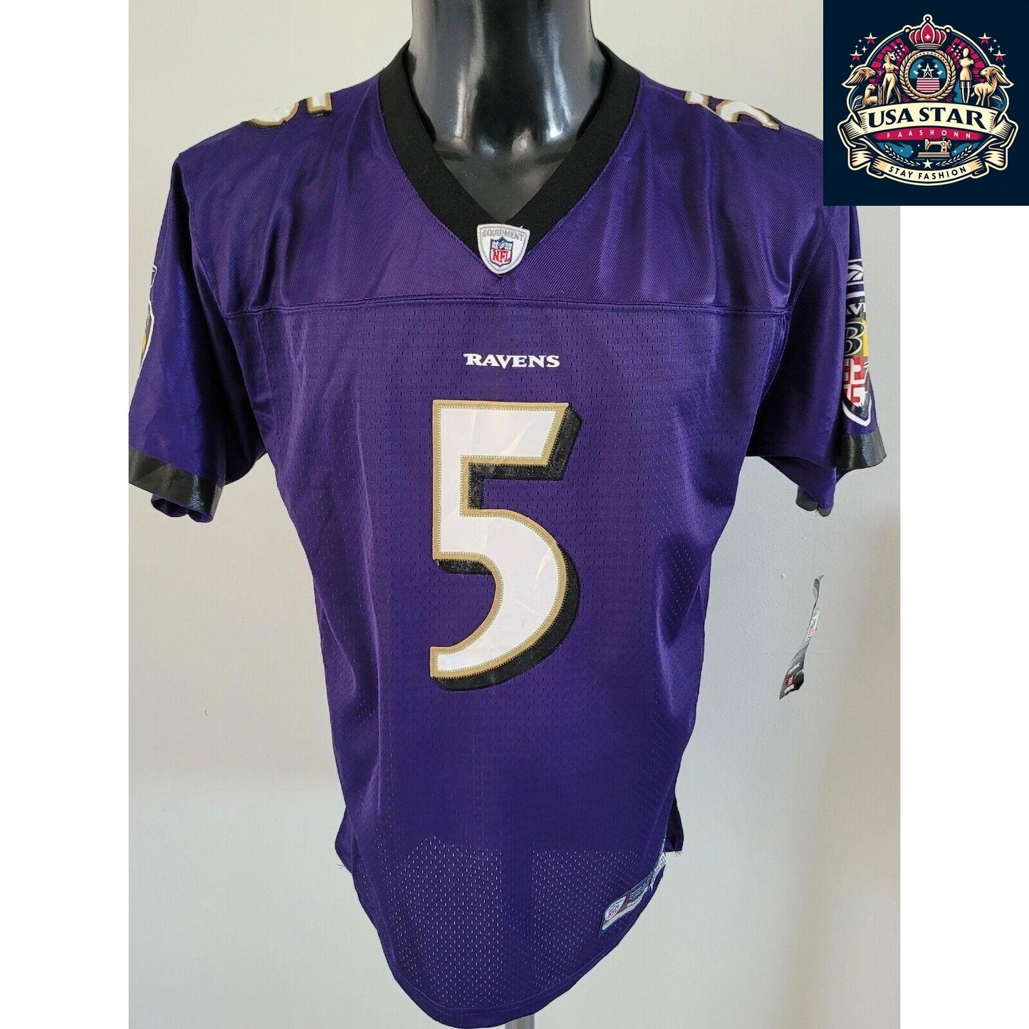 Baltimore Ravens Jersey Youth XL Flacco 5 Reebok Purple Durable Comfort High-Quality Fabric - USASTARFASHION