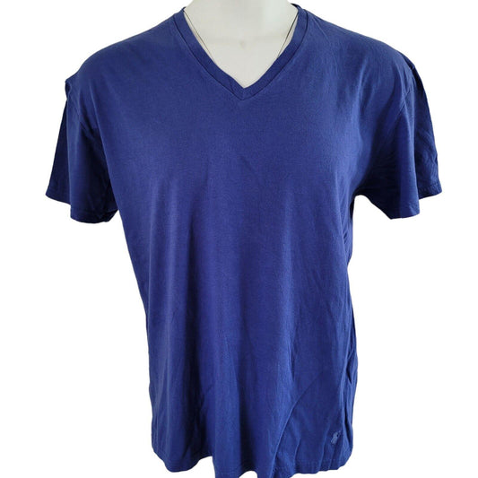 Polo Ralph Lauren XL V-Neck T-Shirt | 100% Cotton | Blue | Classic Fit | Size XL-USASTARFASHION