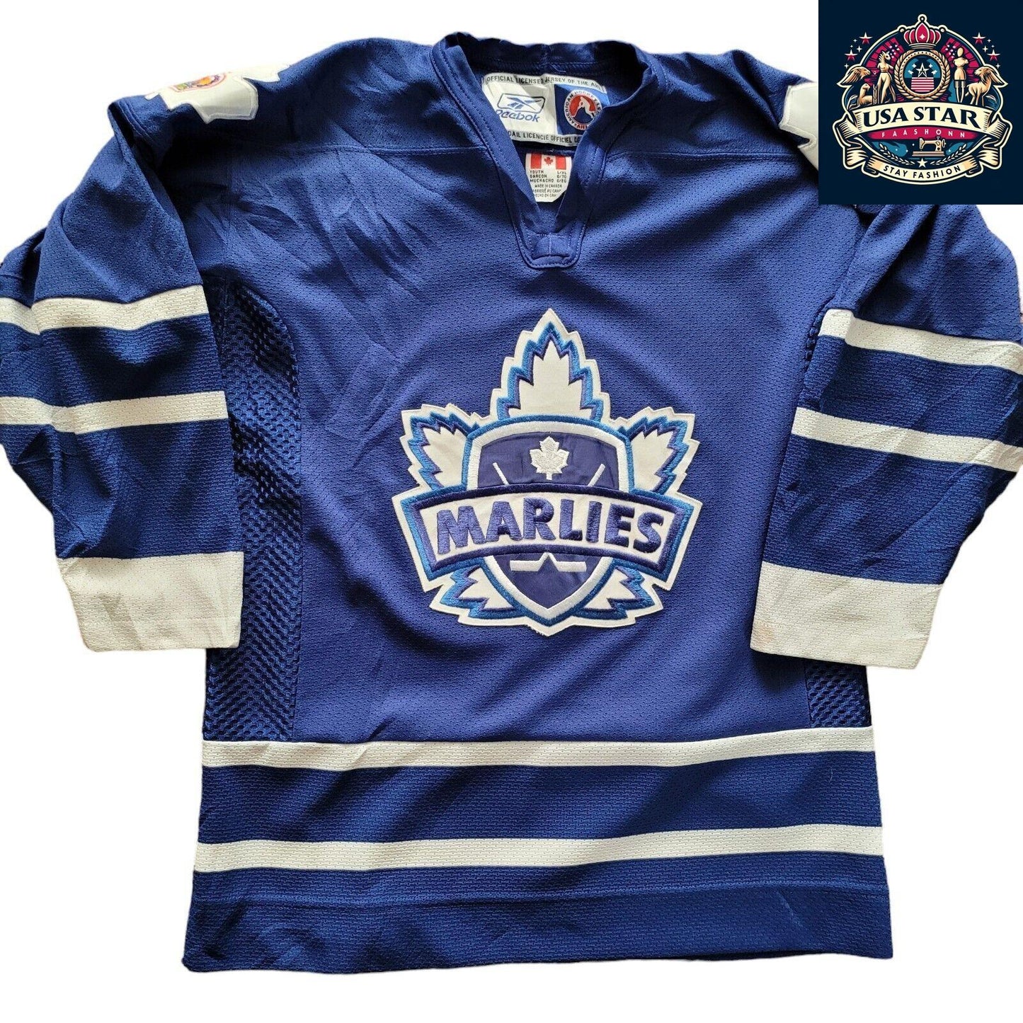 Reebok Toronto Marlies Jersey Youth Large - Men’s Large Navy Blue Hockey T-Shirt AHL Team Gear - USASTARFASHION