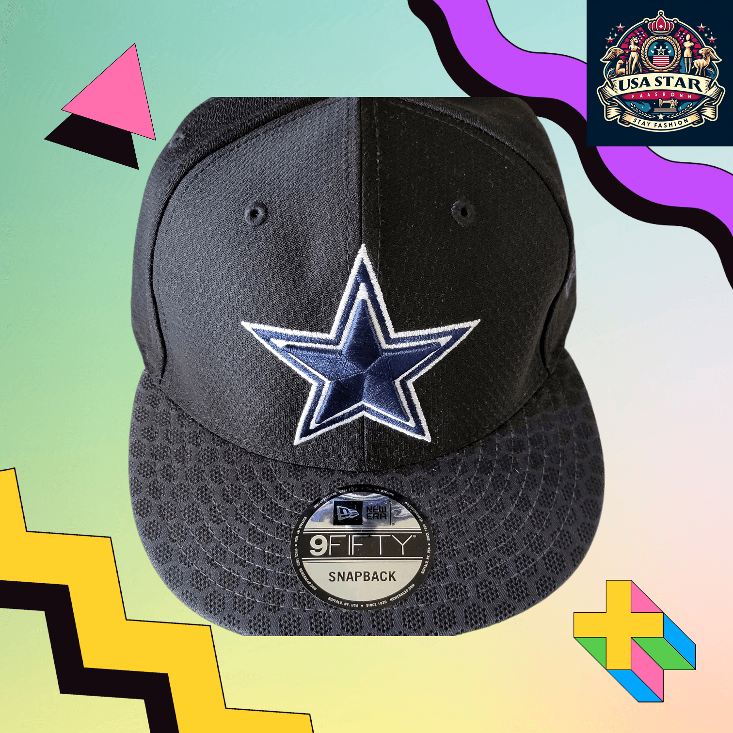 New Era 9FIFTY Dallas Cowboys Snapback Cap - Black/Grey Adjustable Hat for Team Pride - USASTARFASHION