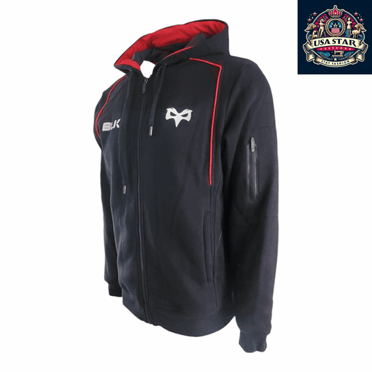 Blk Ospreys Rugby Hoodie - Men's Full Zip, Breathable, Durable Black, Size S - USASTARFASHION