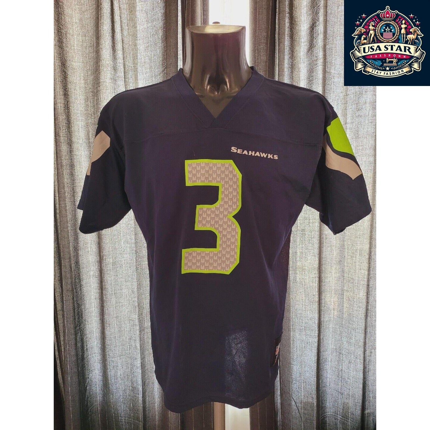 Seattle Seahawks Youth Jersey XL (18-20) - Wilson #3, Breathable Fabric, Grade A Condition - USASTARFASHION