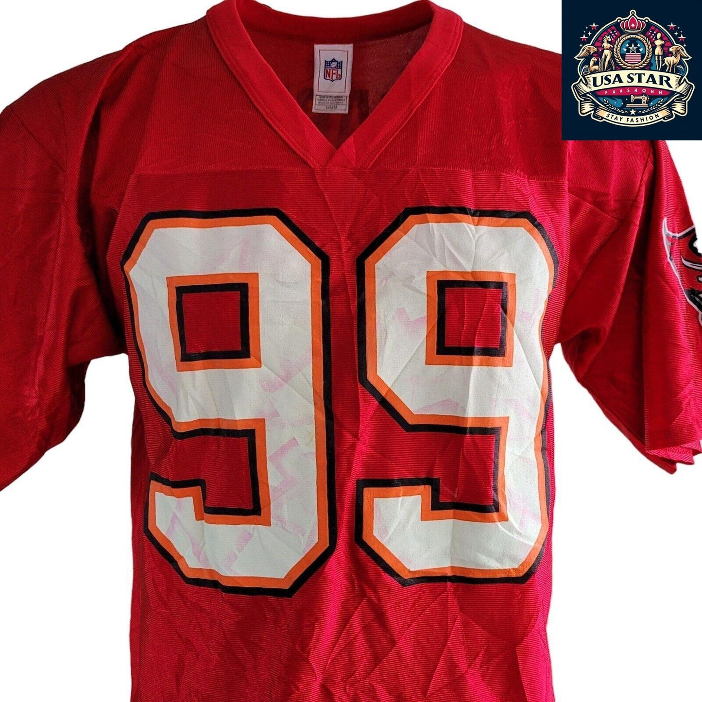 Tampa Bay Buccaneers Jersey, Sapp #99, Size M, Authentic NFL On Field Apparel, Durable Fabric - USASTARFASHION