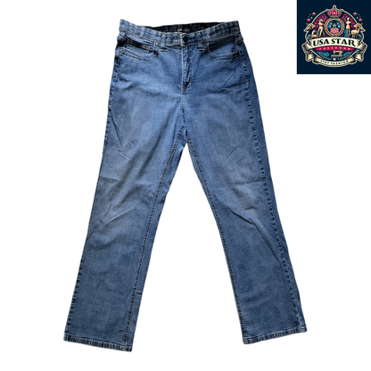 Vintage Lee Men's Jeans W32 L31 Straight-Leg Denim Blue Medium Rise for Classic Style and Comfort - USASTARFASHION