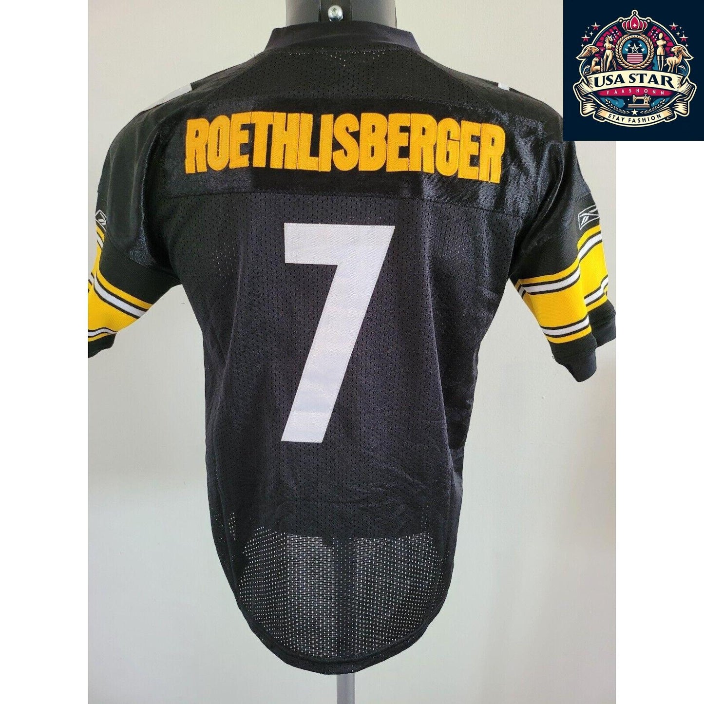 Pittsburgh Steelers Youth Jersey #7 Ben Roethlisberger Large 14/16 - Comfortable, Stylish, Iconic Design - USASTARFASHION