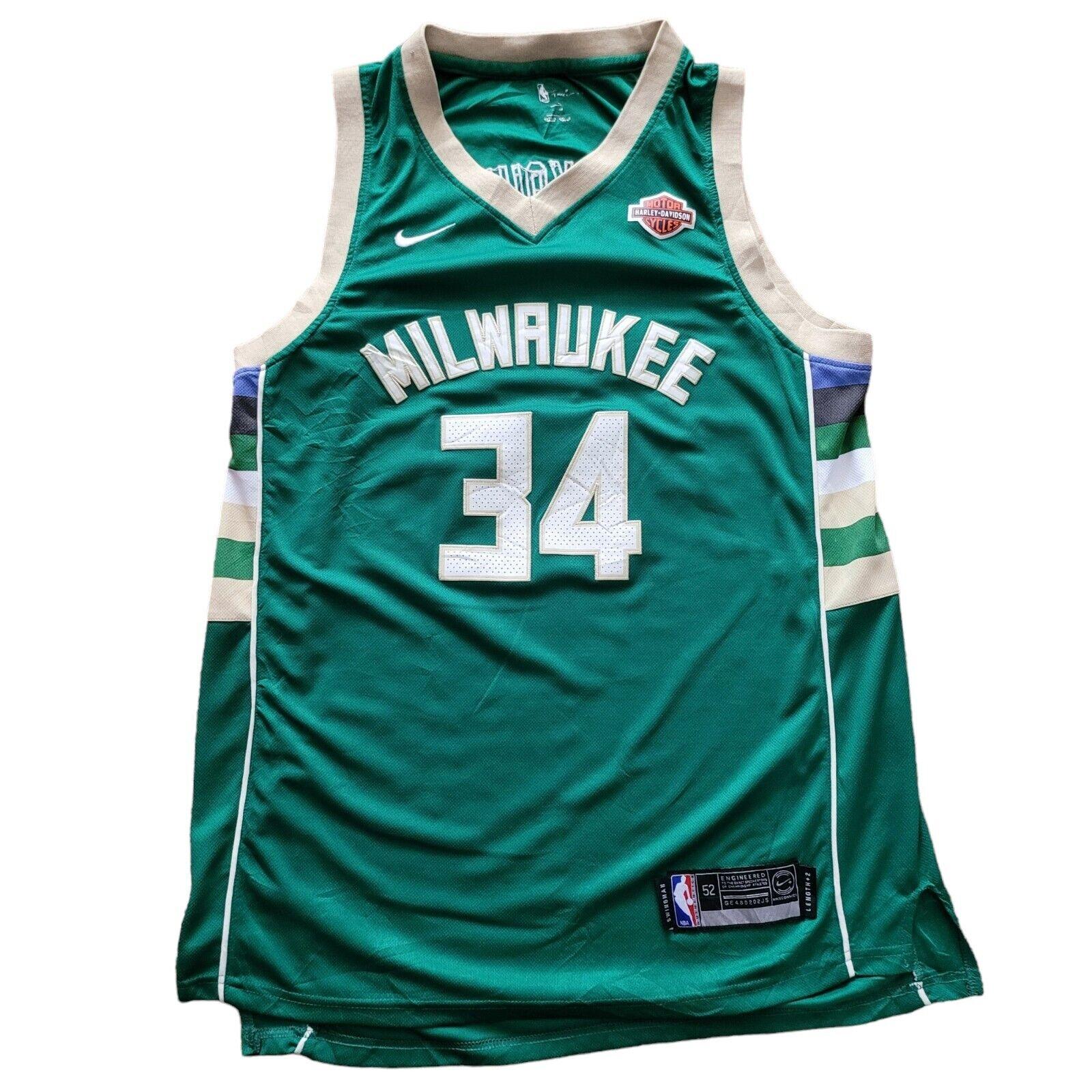 Nike Harley Davidson Giannis Antetokounmpo #34 Milwaukee Bucks Jersey Sz. 52-USASTARFASHION