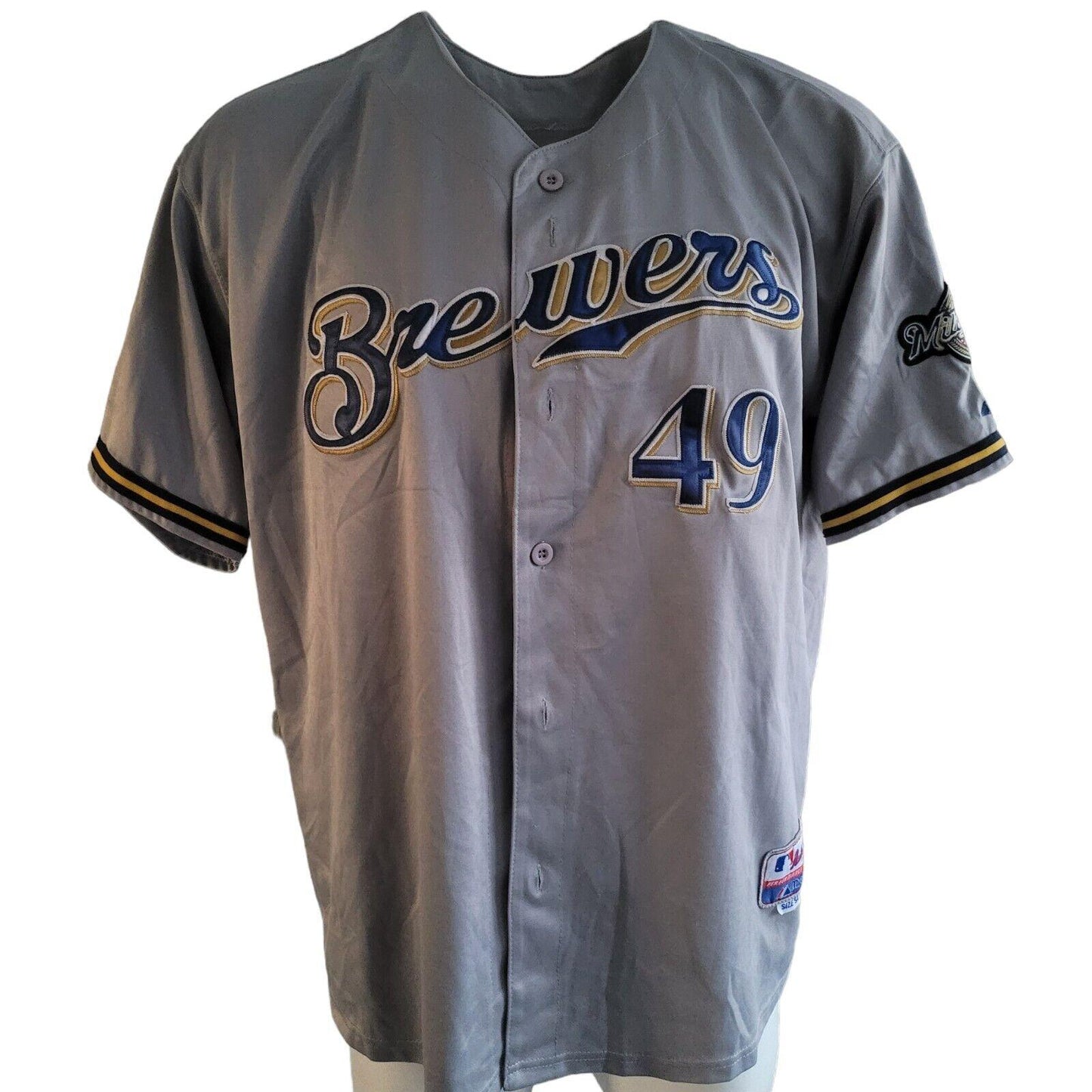 Milwaukee Brewers #49 Yovani Gallardo MLB Jersey | Size 54 (XL)-USASTARFASHION