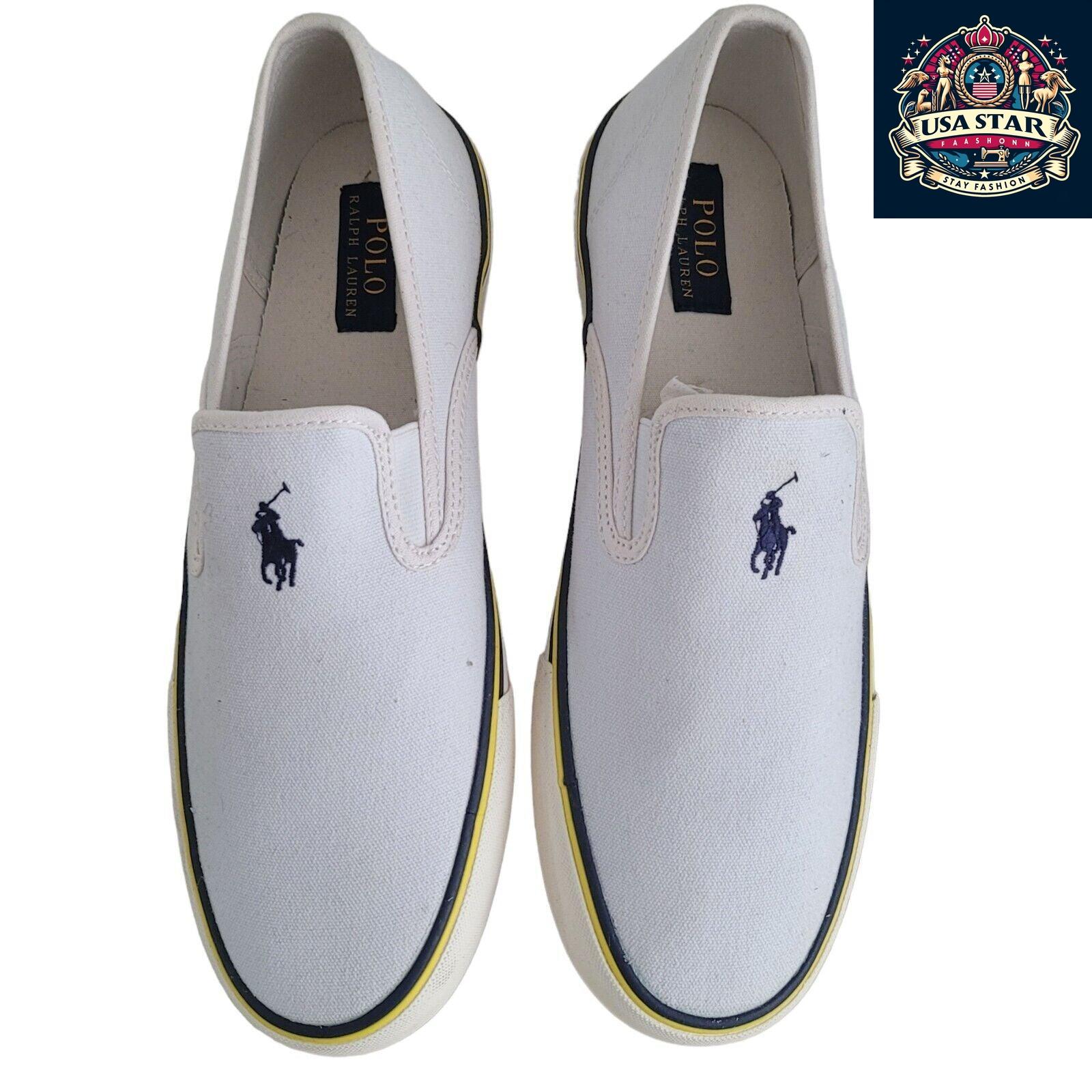 Ralph Lauren Men's Pumps Size 10 UK - Stylish White Sneakers with Comfortable Fit and Versatile Design USASTARFASHION