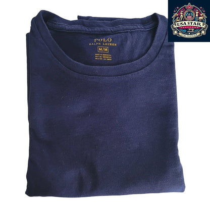 Polo Ralph Lauren Crew Neck T-Shirt M in Classic Navy Blue, Soft Cotton, Iconic Logo, Regular Fit - USASTARFASHION