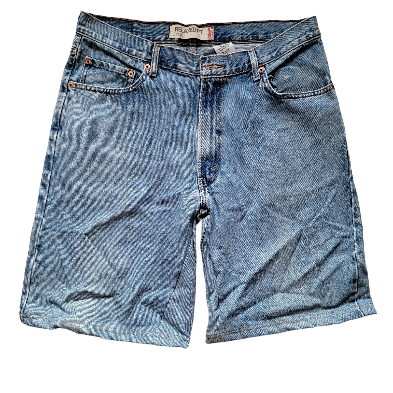 Levi's 550 Relaxed Fit Denim Shorts W36 - Classic Light Blue Jorts for Workwear-USASTARFASHION