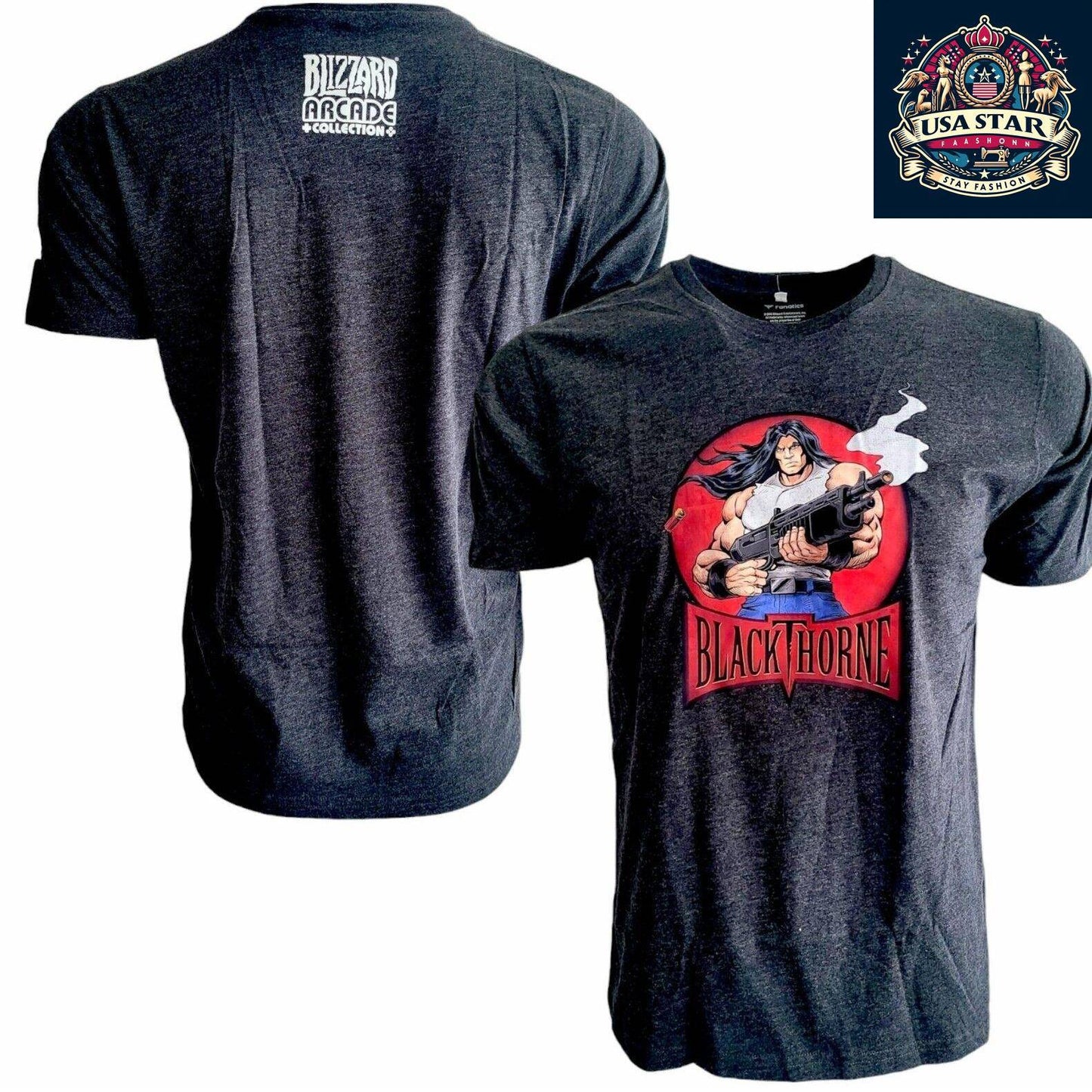 Blizzard Fanatics T-Shirt - Black Thorne Rock 'n Roll Racing Arcade Collection for Gamers - USASTARFASHION