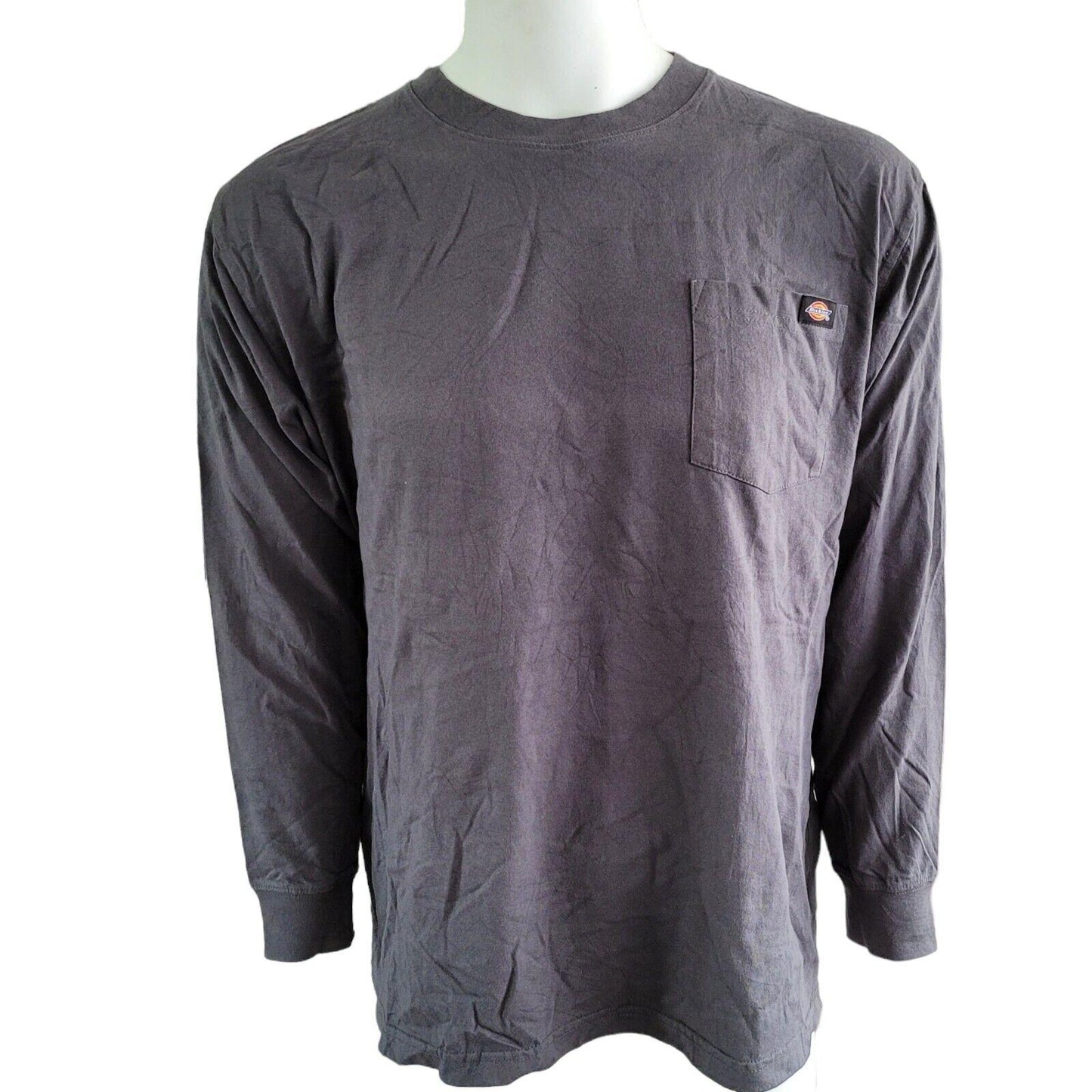 Dickies Men's XL Long-Sleeve Shirt: 100% Cotton, Classic Logo, Gray - Timeless Style & Comfort-USASTARFASHION