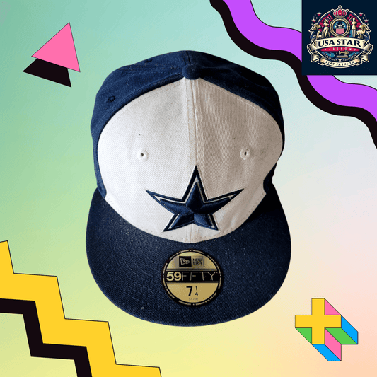 Dallas Cowboys Fitted Cap 59FIFTY Navy Blue/White Size 7 1/4 with Breathable Design - USASTARFASHION