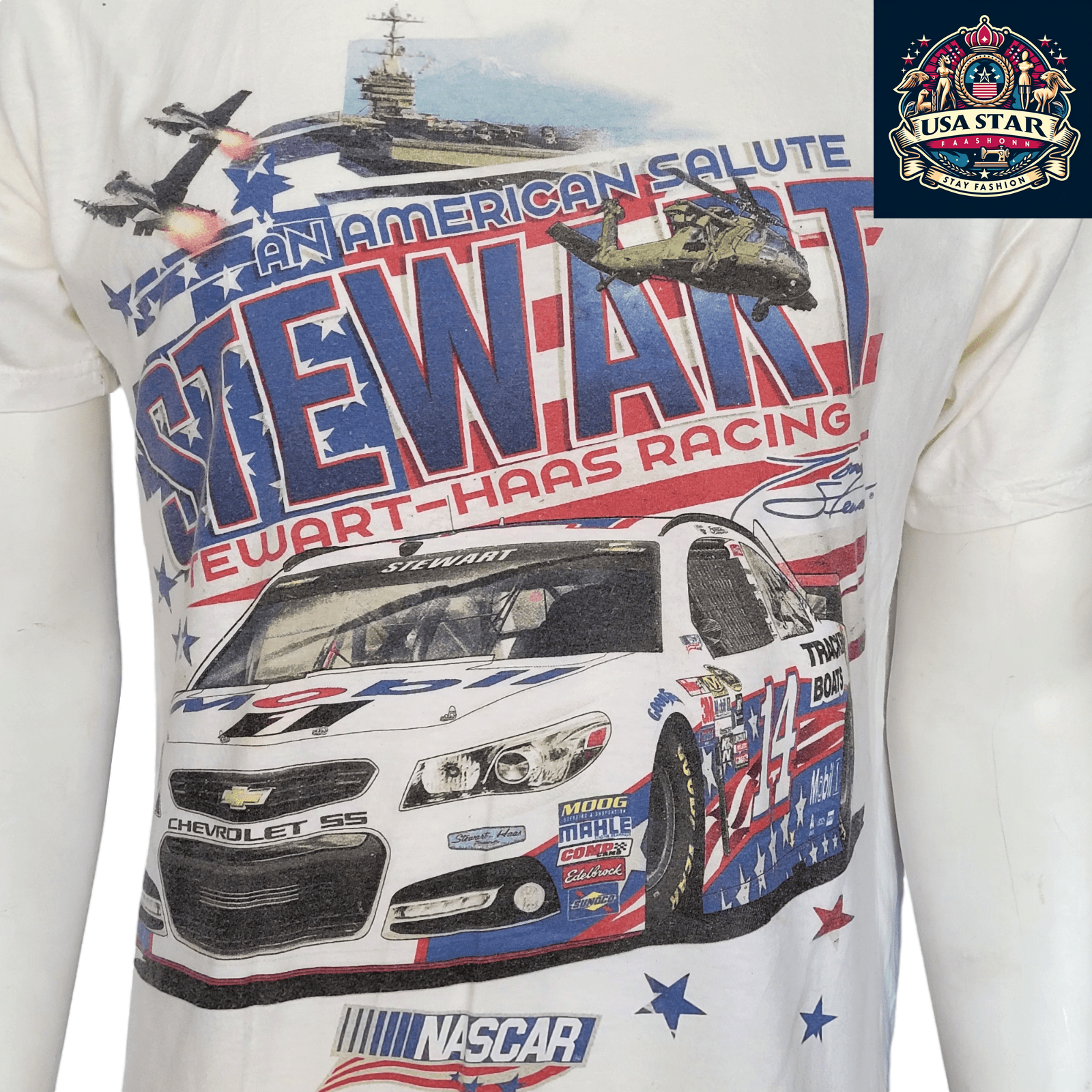 Tony Stewart T-Shirt #14 - Large Comfort Fit, Bold Graphics for NASCAR Fans by Chase Authentics - USASTARFASHION