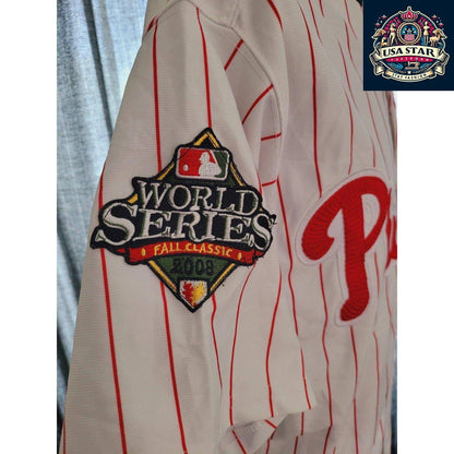 Shane Victorino #8 Vintage Phillies World Series Jersey 2008 Fall Classic Size 50 L - USASTARFASHION