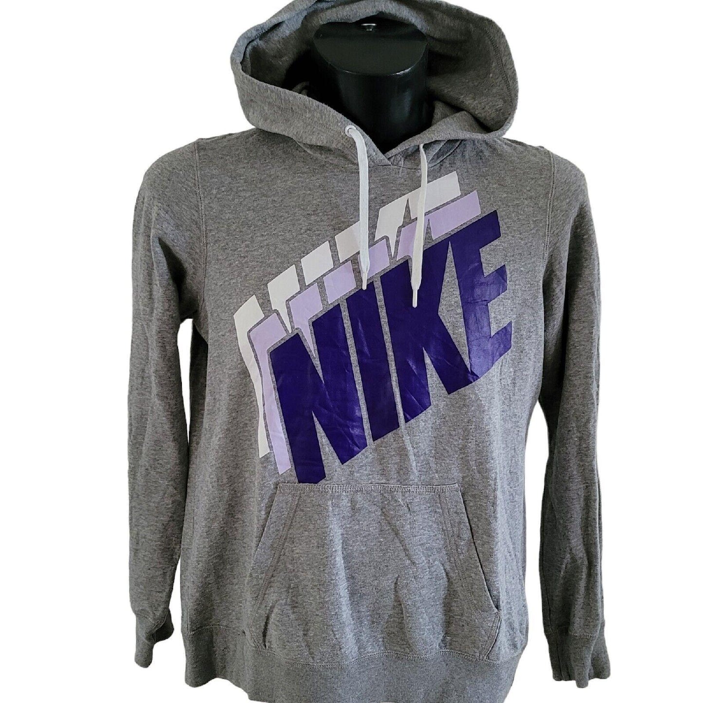 Nike Women's Hoodie Size L in Grey, 100% Cotton with Pullover Design-USASTARFASHION