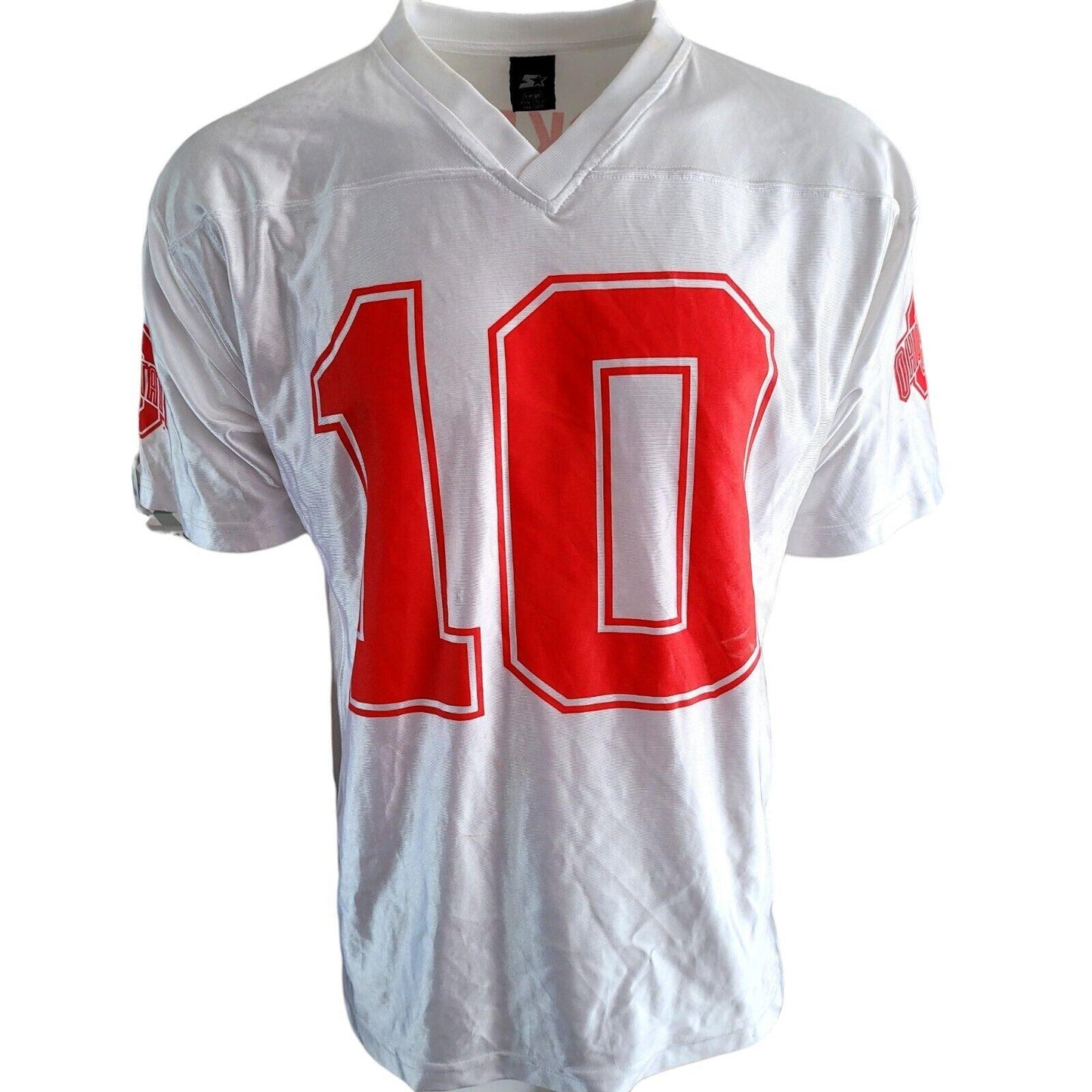 Vintage Ohio State Buckeyes Football Jersey - Men's Large | Authentic 100% Polyester Retro Design with Number "10-USASTARFASHION