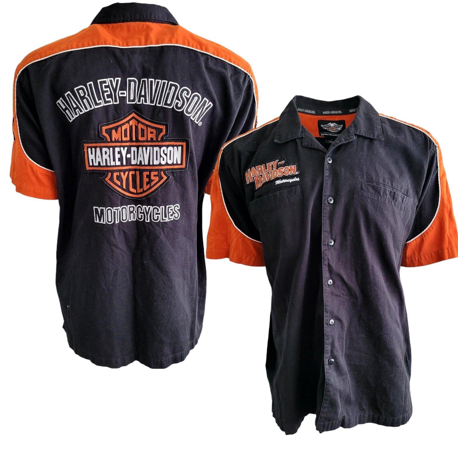 Genuine Harley Davidson XL Shirt with Stitched Logos - Great Condition-USASTARFASHION