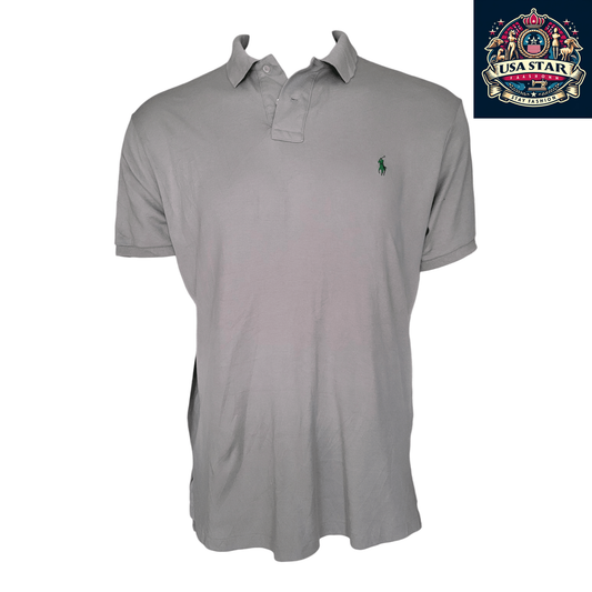 Polo Ralph Lauren Men's Polo Shirt - XLTG Custom Fit Light Gray, 100% Cotton, Breathable Style - USASTARFASHION