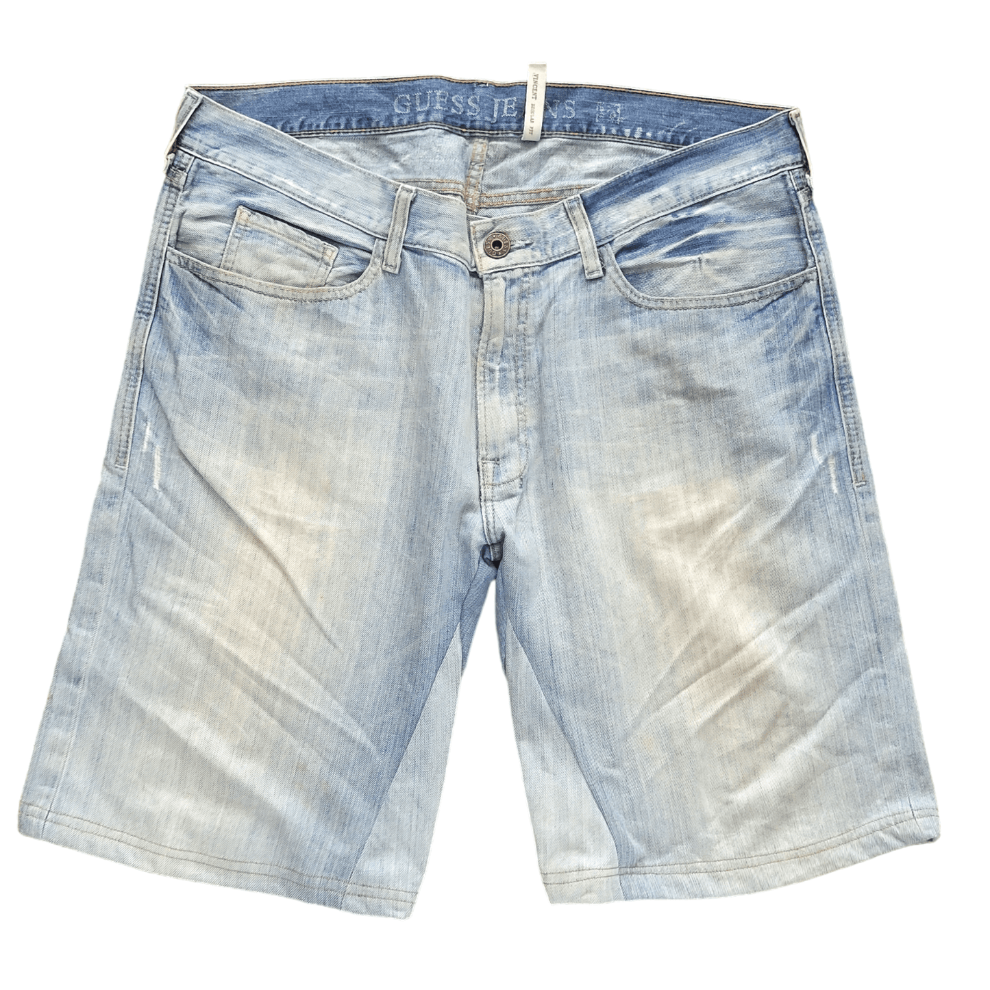 Guess Men's Distressed Denim Jorts - Light Blue Wash - Size W36