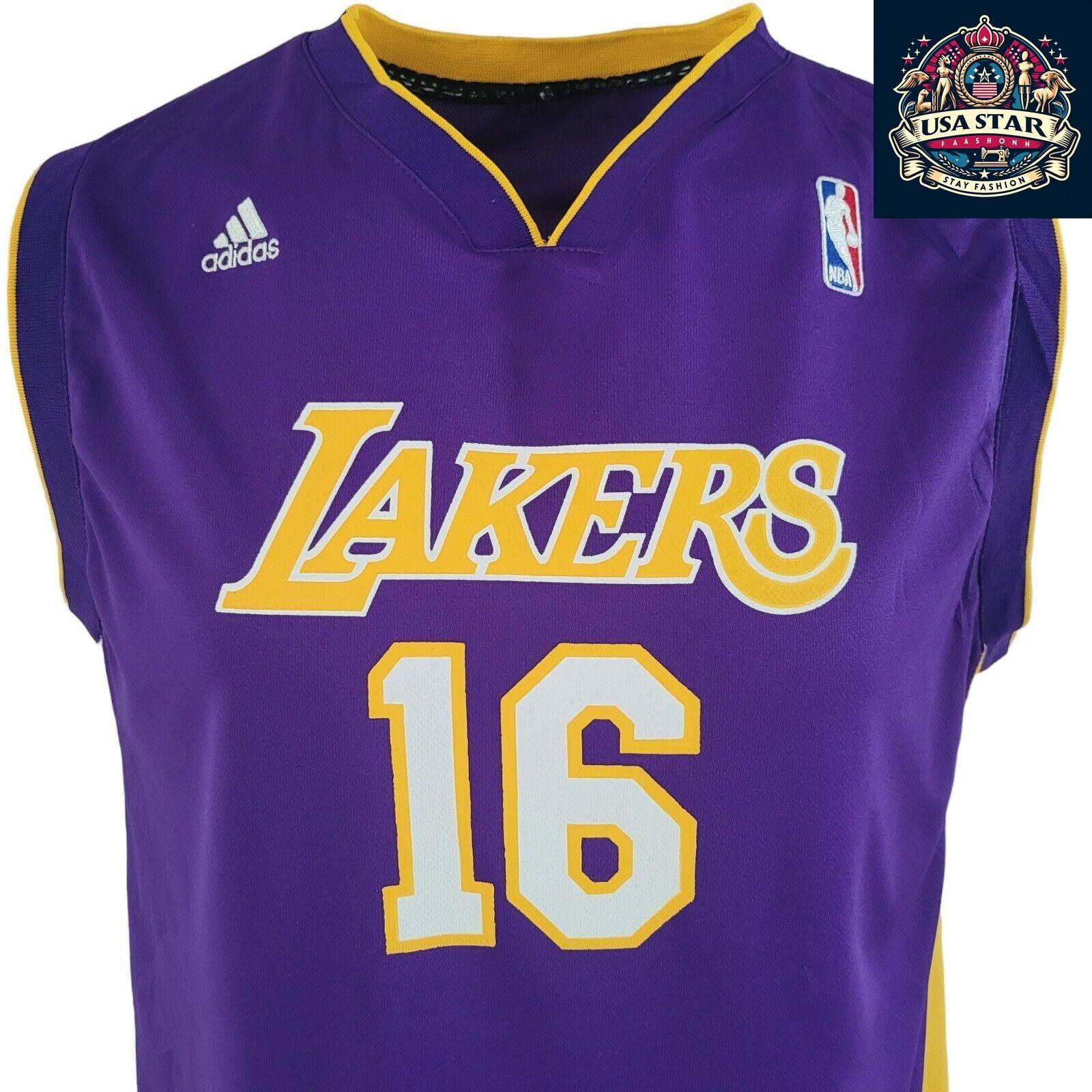 Adidas NBA Lakers Gasol No. 16 Purple Vest Jersey for Youth (18-20) & Adults S/M - USASTARFASHION