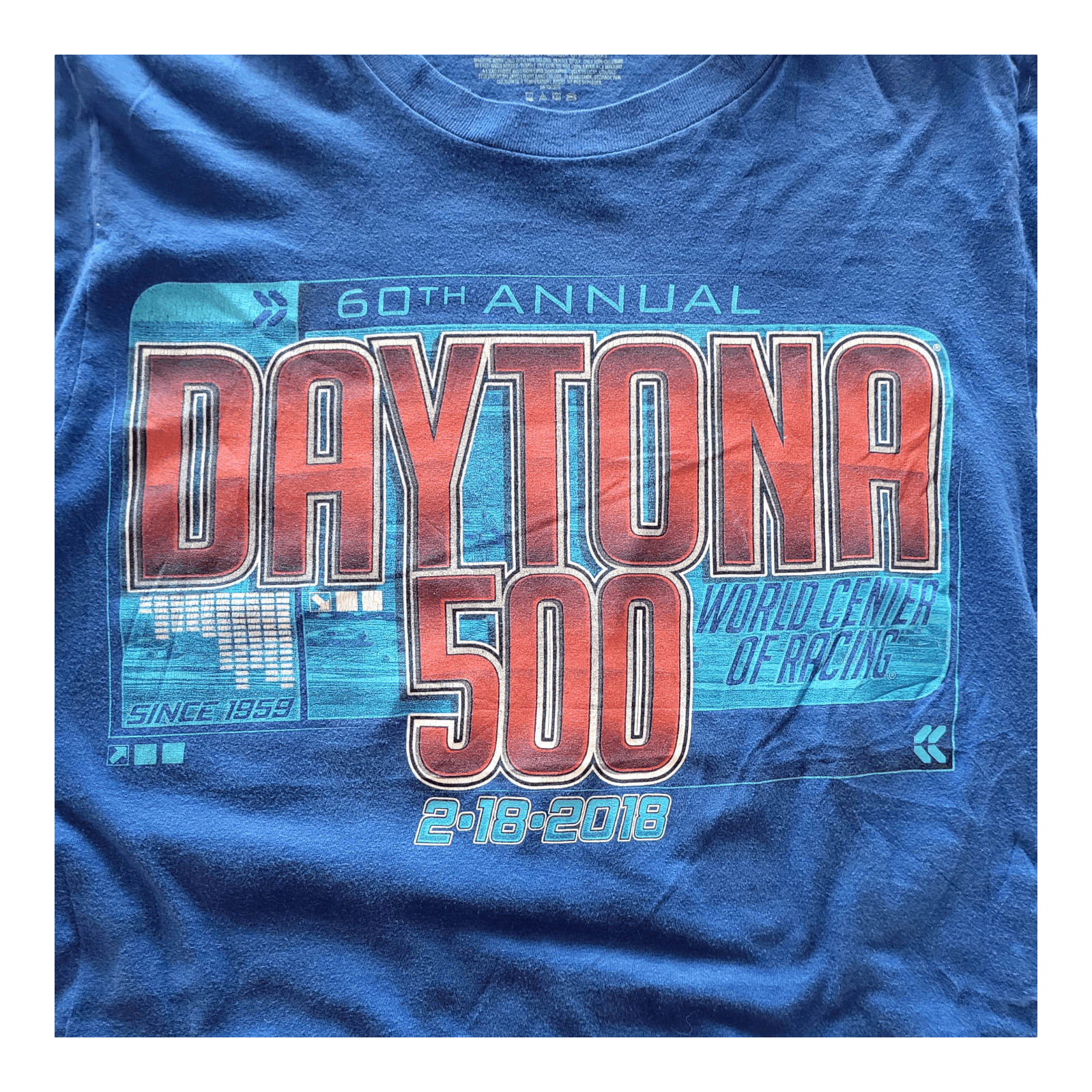 Fanatics Daytona 500 2018 Racing T-Shirt Small NASCAR 60th Annual Blue