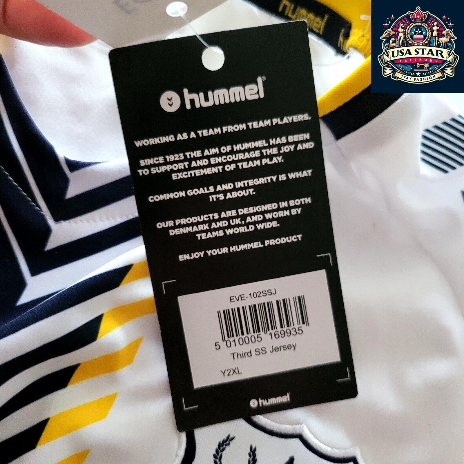 Hummel Everton Third SS Jersey Youth XXL White with Black & Yellow Accents, Moisture-Wicking - USASTARFASHION