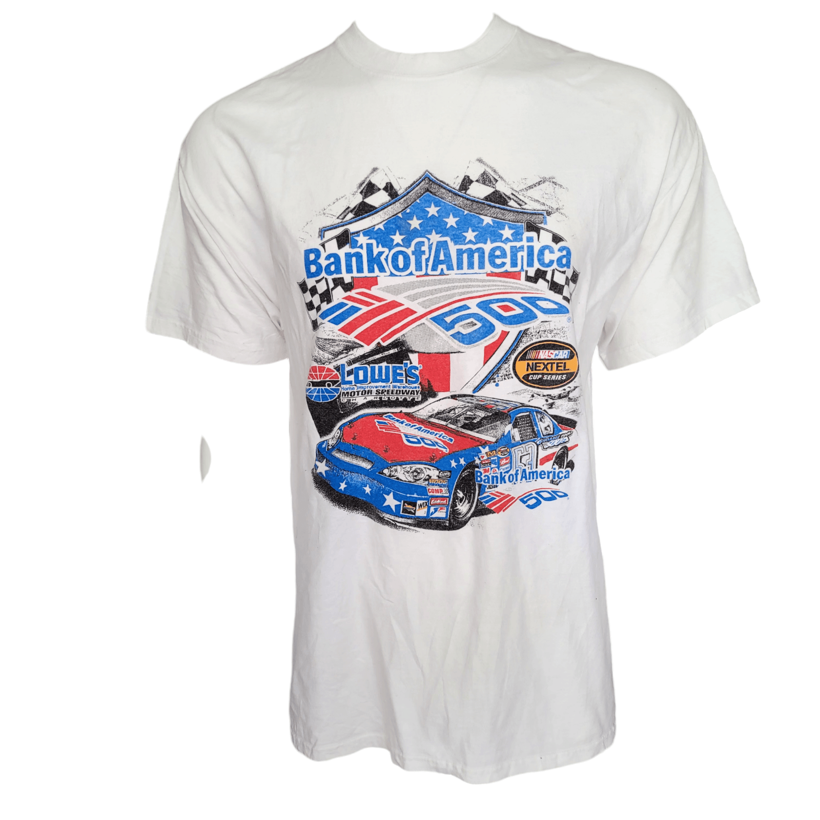 Bank of America 500 NASCAR 2007 T-Shirt XL Hanes White 100% Cotton