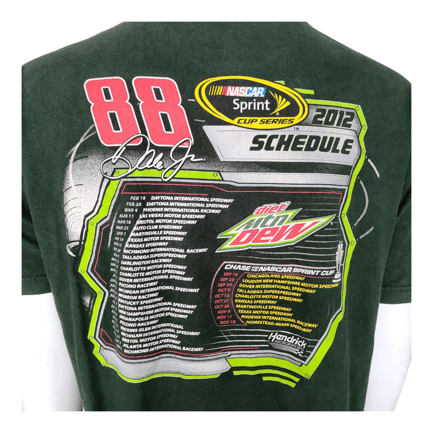 Vintage 2012 Dale Earnhardt Jr. #88 Diet Mountain Dew NASCAR Sprint Cup T-Shirt