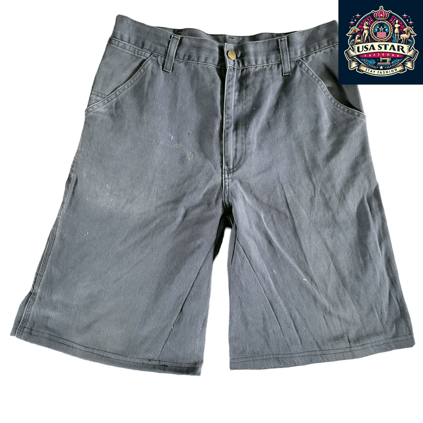 Carhartt W31 Single Knee Black Denim Jorts, Reworked, Used Condition, Stylish & Durable Summer Shorts - USASTARFASHION