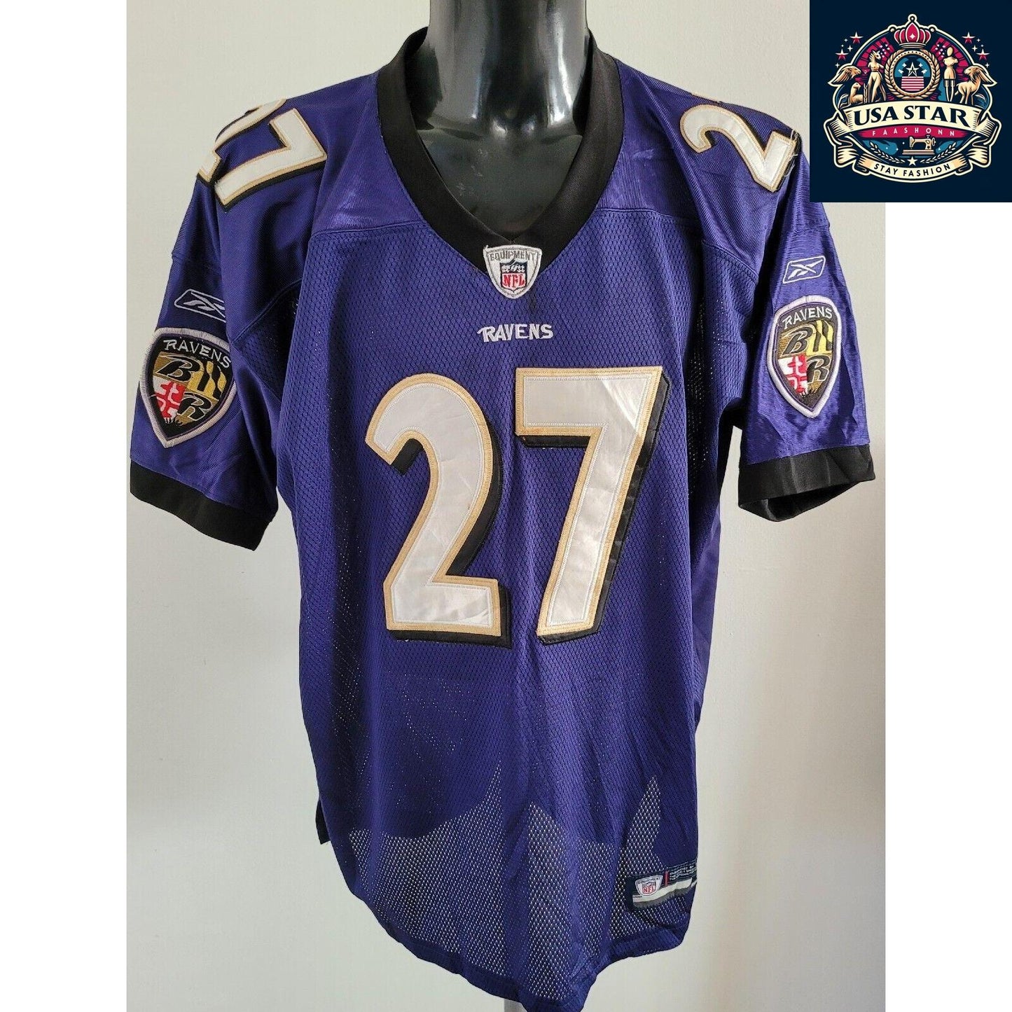 Baltimore Ravens Authentic Reebok Jersey Adult Large #27 Ray Rice - Comfortable & Durable NFL Apparel - USASTARFASHION