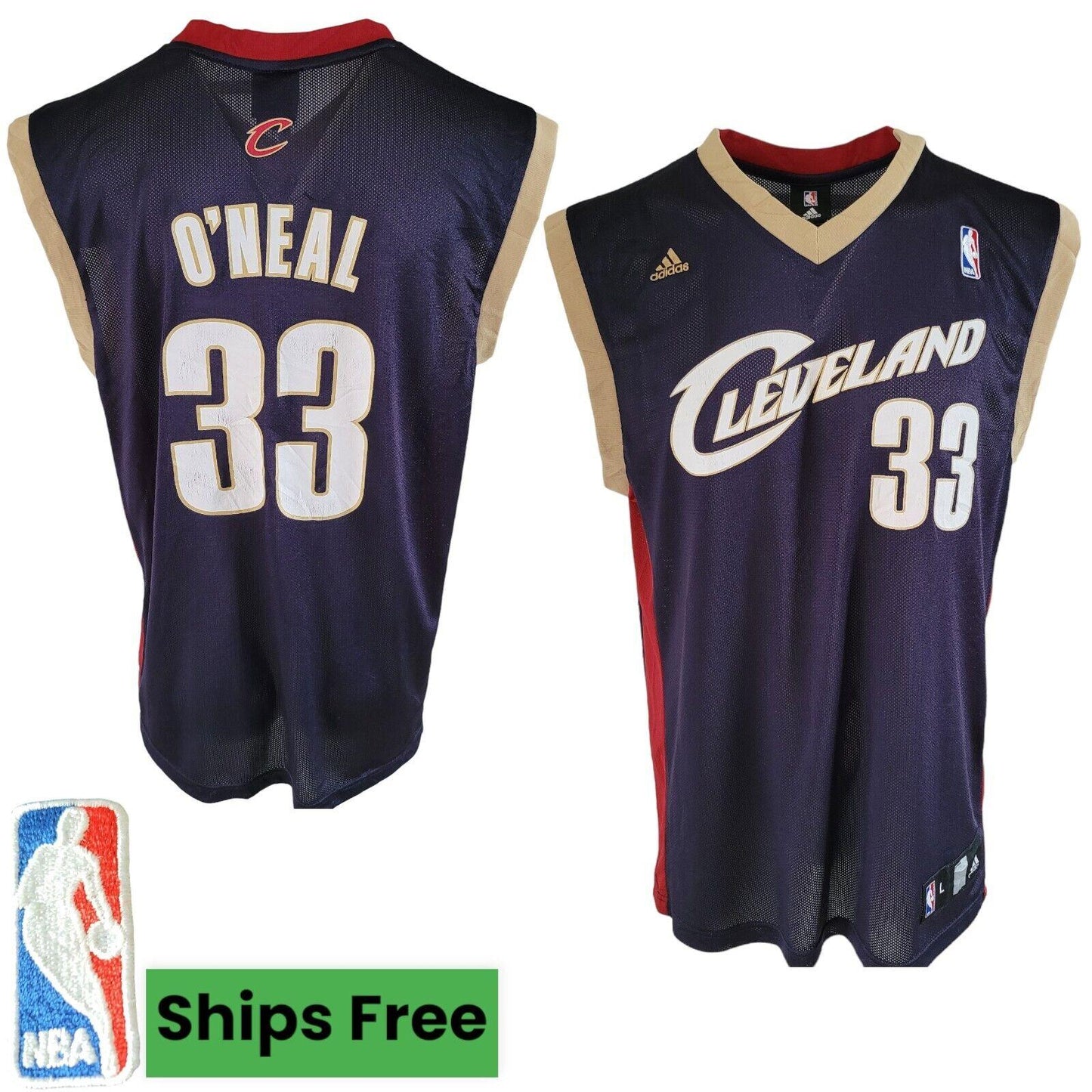 Cleveland Cavaliers #33 O'Neal Adidas NBA Basketball Jersey Shirt Size L-USASTARFASHION