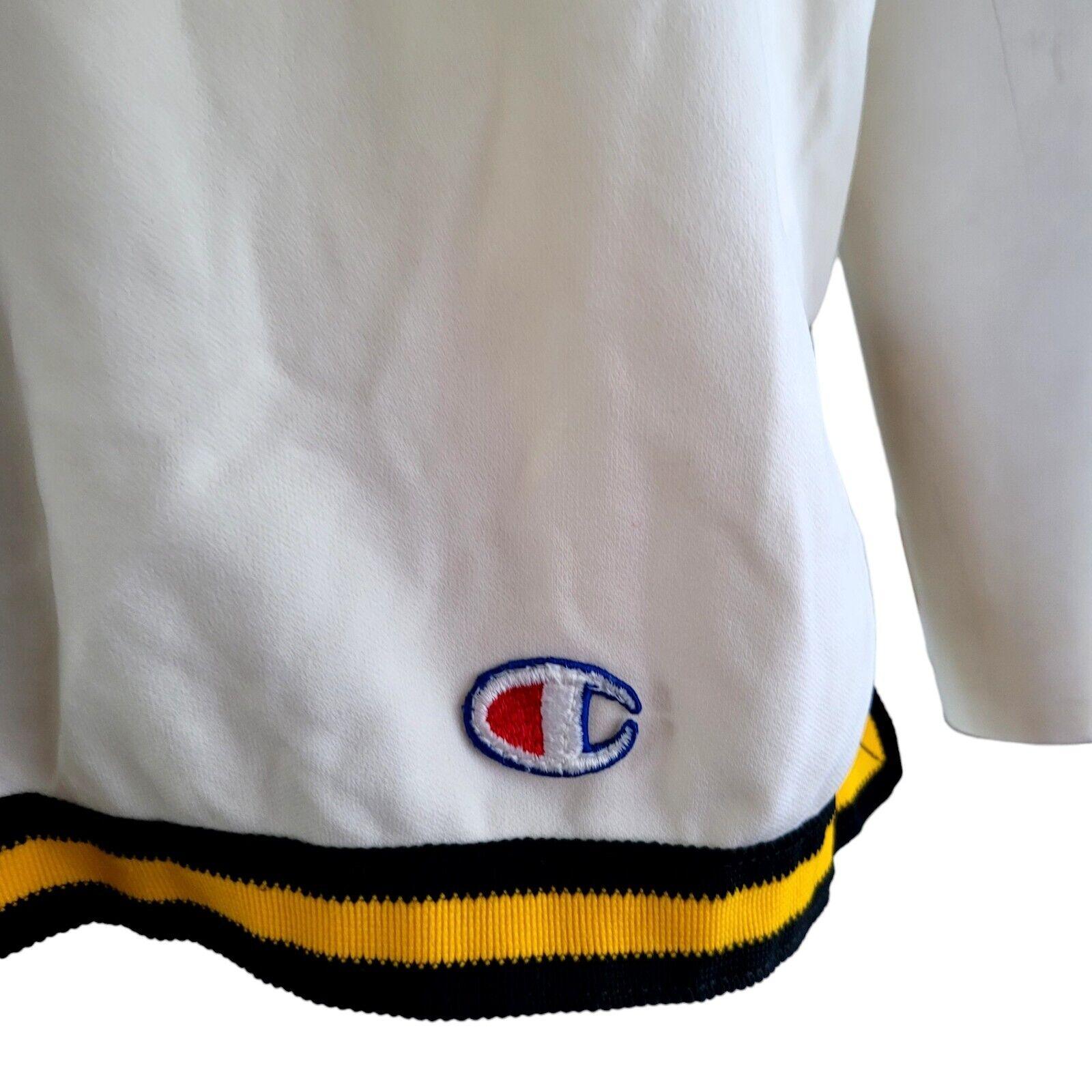 Vintage Champion BLAKE Varsity Jacket - Men's Large, Cream & Black-Yellow, Mt. Hebron Basketball-USASTARFASHION